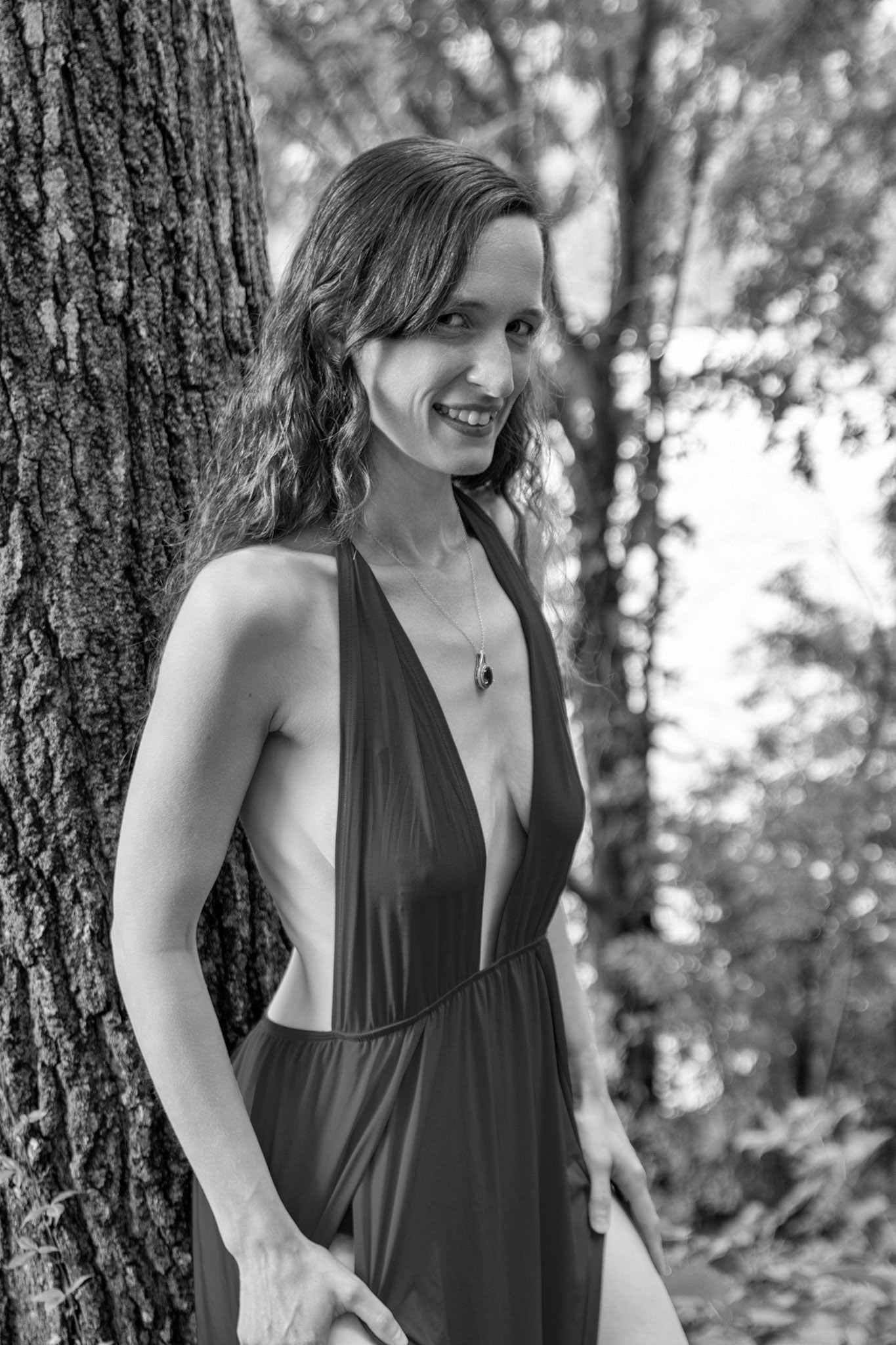 Serene Nature and Red: Textures of Grace (B&amp;W) - Stripping away the palette to reveal the raw interplay between the softness of the form and the ancient, coarseness of the timber.