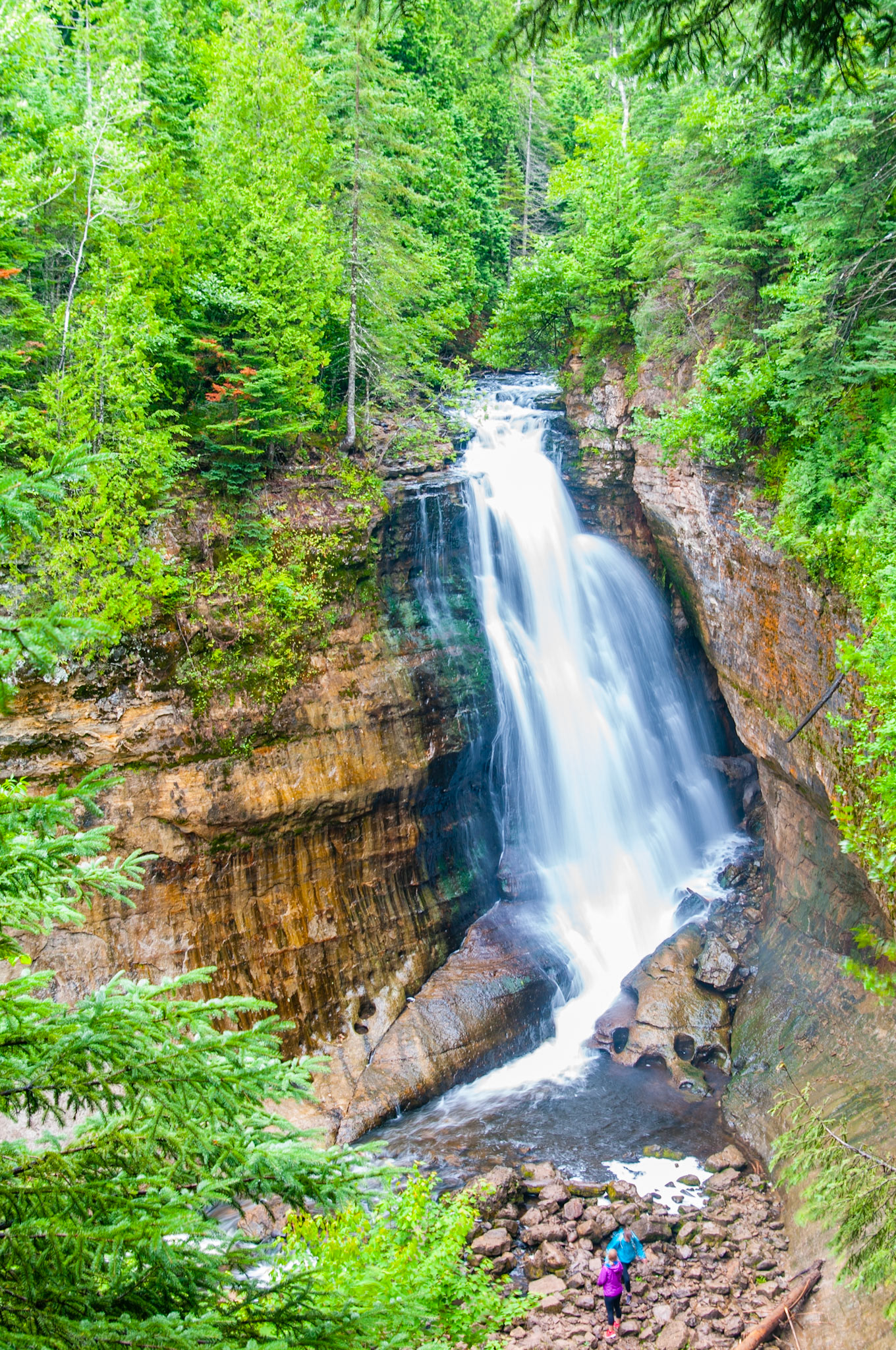 Looking down on the Castle Rock Falls at Pictured Rocks National Lakeshore