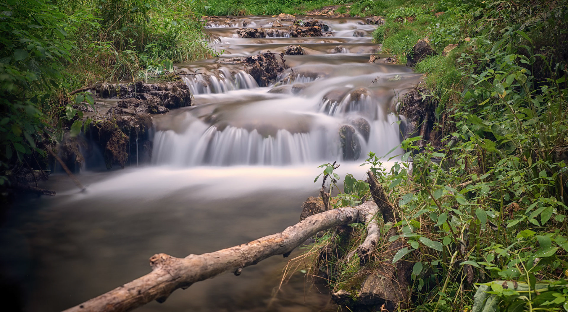 The stream away from Dunning's falls continues to cascade as it makes its way down to the river