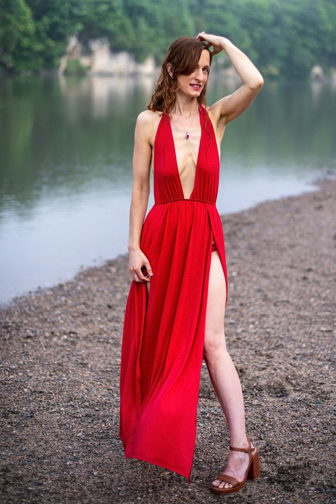Serene Nature and Red: Beachside - Since getting this dress, I had a series of shots in mind at a nearby state park. We had a chance in the morning to try out a few of them.