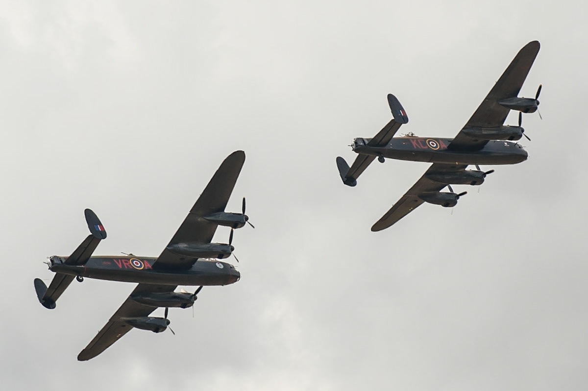 Avro Lancasters fly in the UK for the first time in 50 years