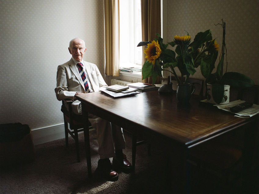 Photographed in his home in London, at the age of 104. Bill was both a prisoner and a medical officer who set up makeshift hospitals in the camps where ever possible. Soon after being captured and taken prisoner, Bill recognised the need for mental health support amongst the prisoners, attempting to provide support to those who needed it. However, it was only in his 90s that Bill began to speak about his experiences as a prisoner of war, even to his wife. I couldn’t reconcile the man I met with his age; on the day that I photographed him he was busy writing a paper for the British Journal of Medicine and had a number of meetings lined up for later that day.