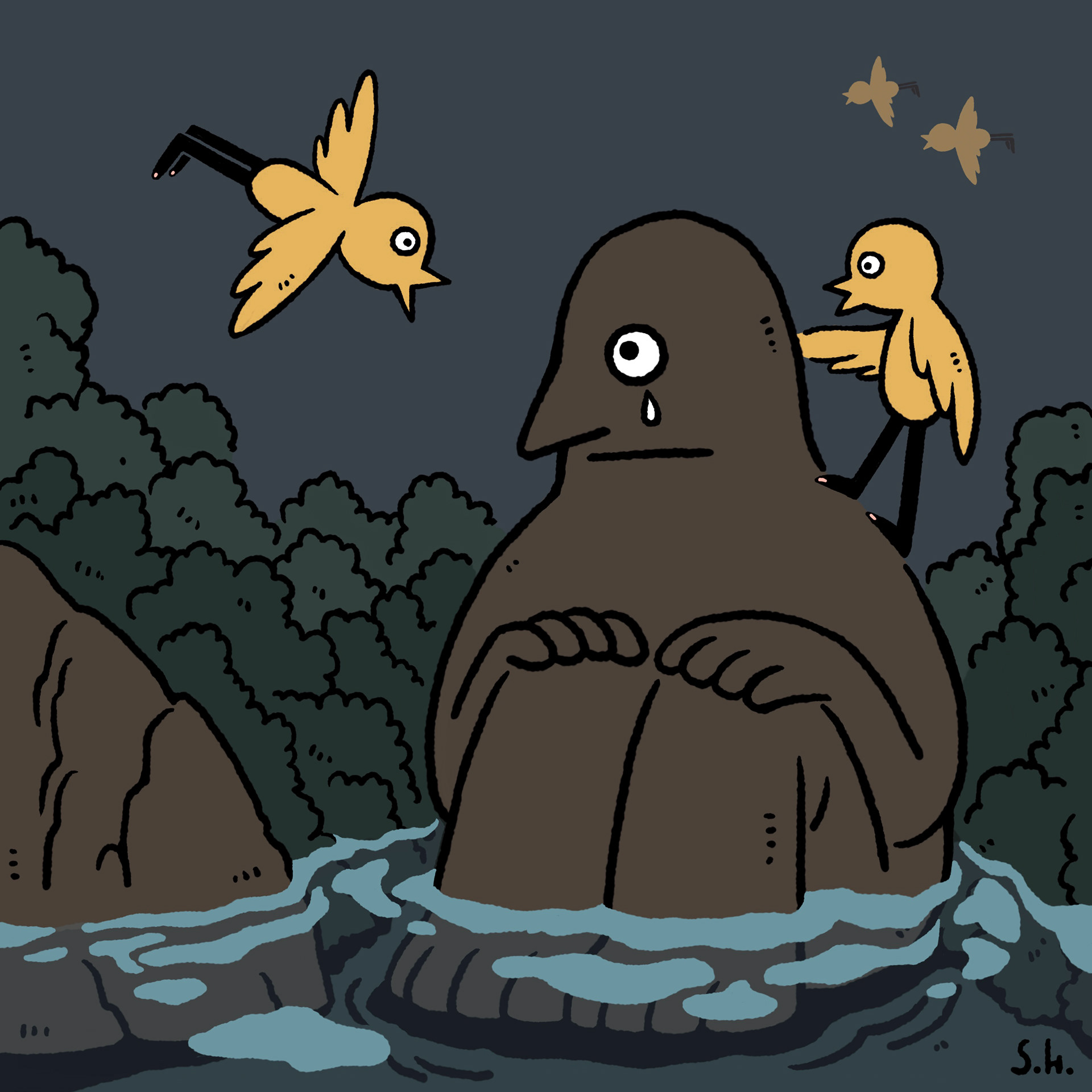Rocks And Birds
