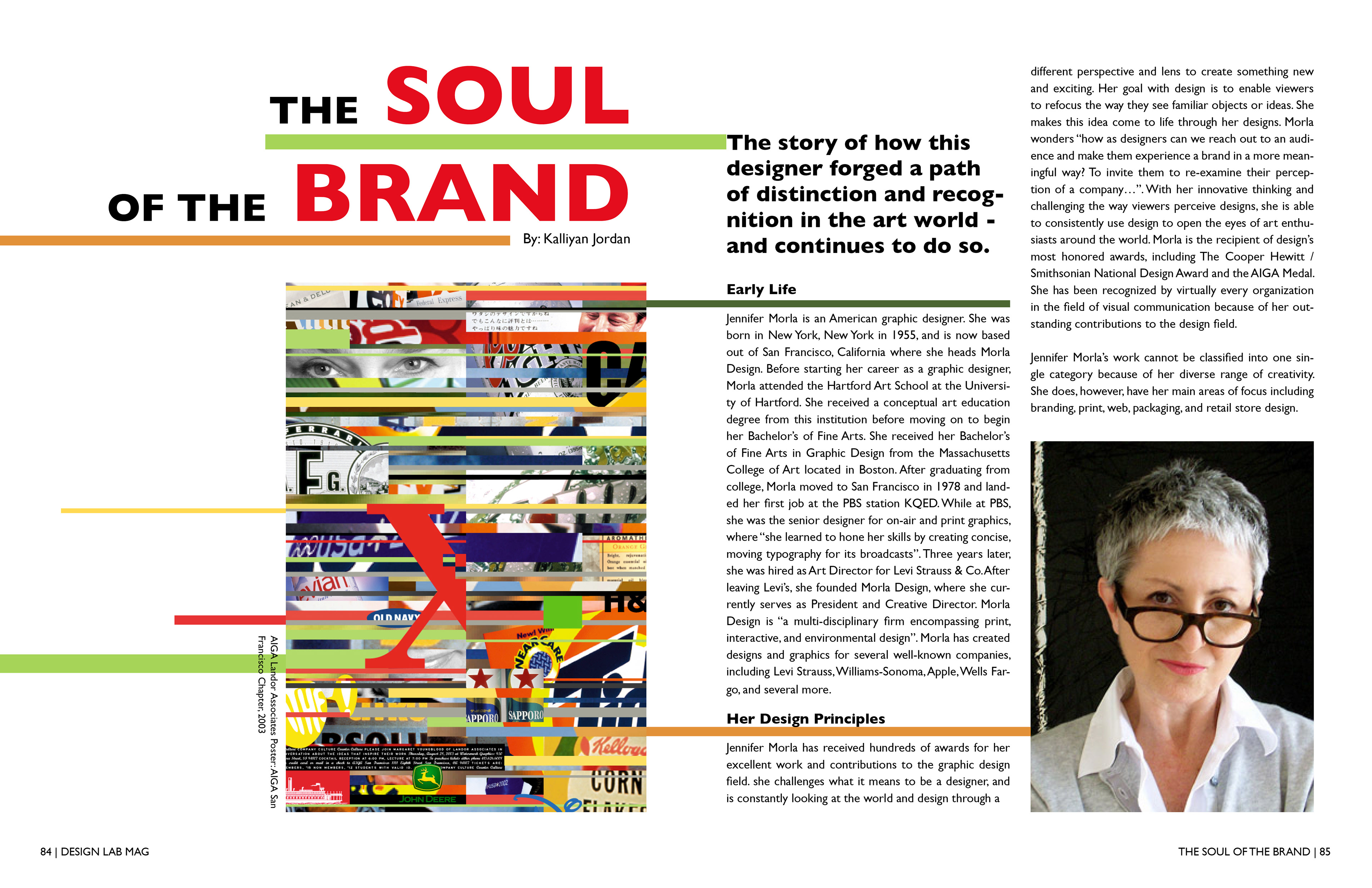 The first spread of the magazine featuring an image of the designer.