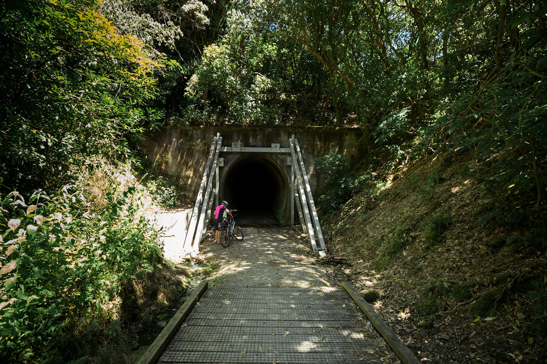 We needed to get out our headlamps for the 1.4km tunnel which continues climbing just enough so that you can't see the end until well through.