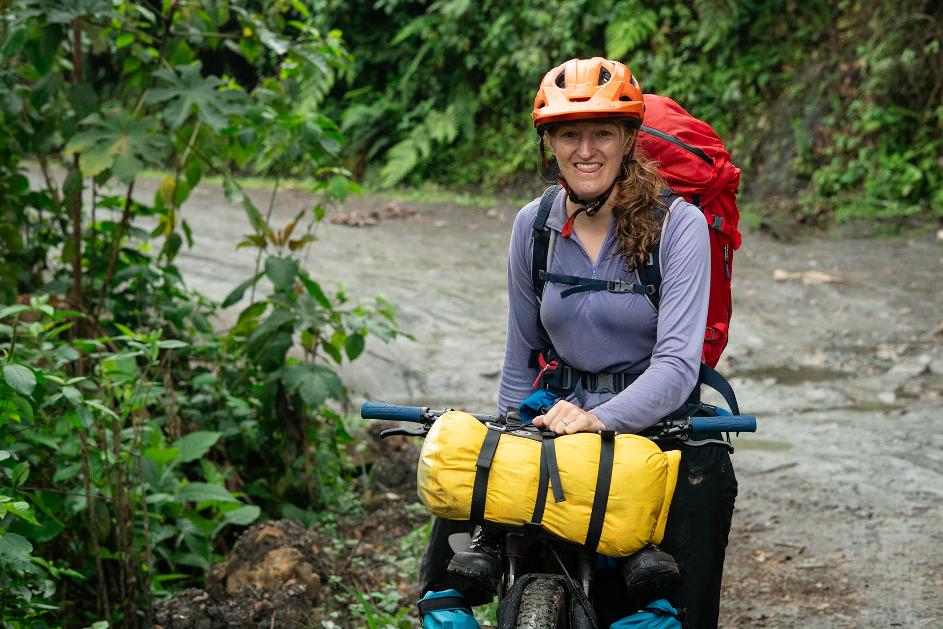 Loading the panniers into packs after a steel bolt sheared off inside the braze-on