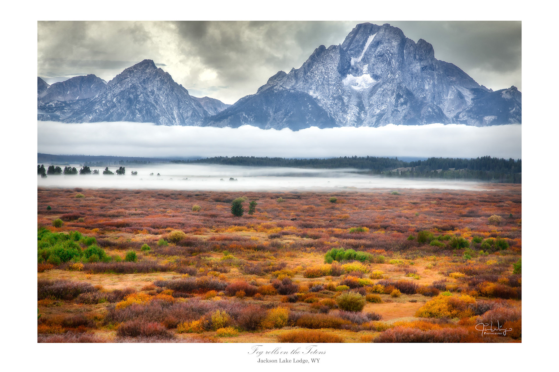 Fog rolls on the Tetons