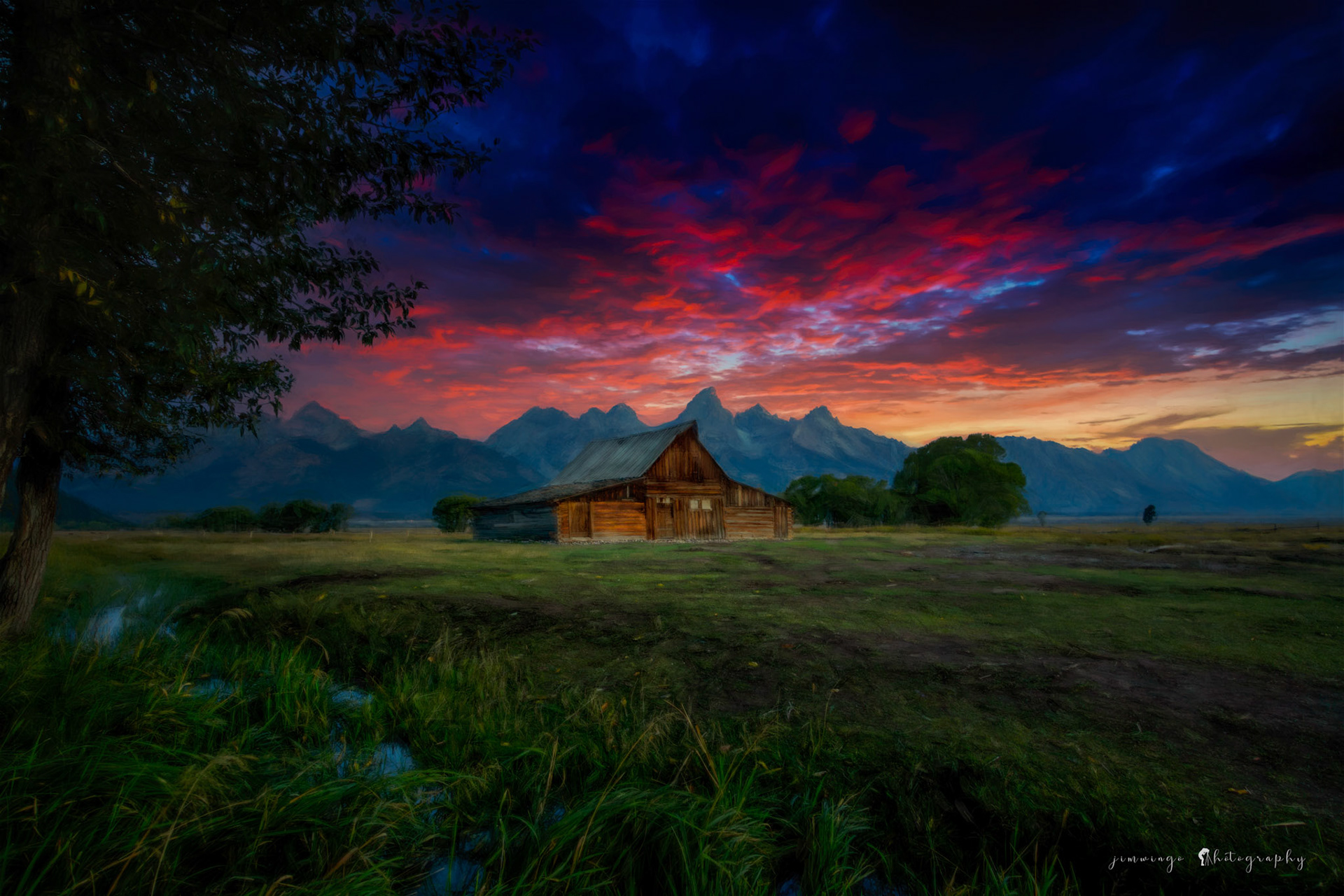 Mormon barn sunset
