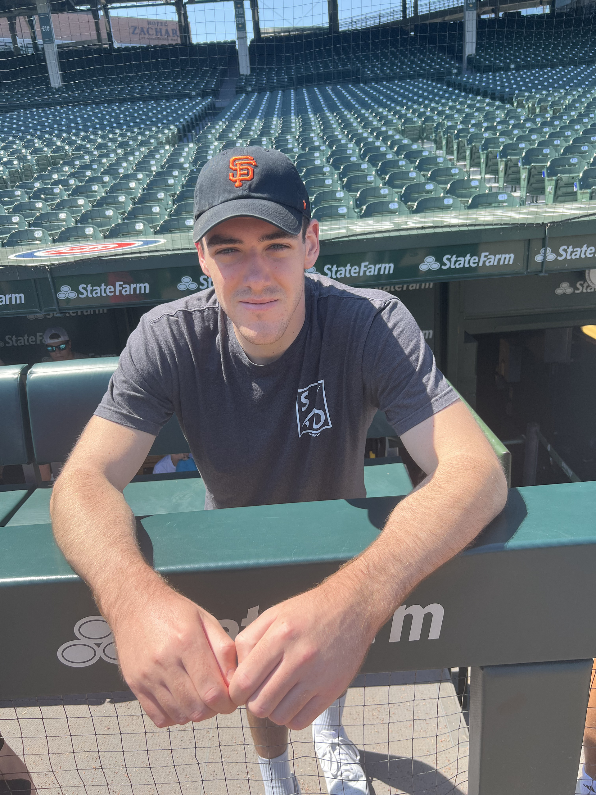 Me in the dugout at Wrigley Field in Chicago, IL