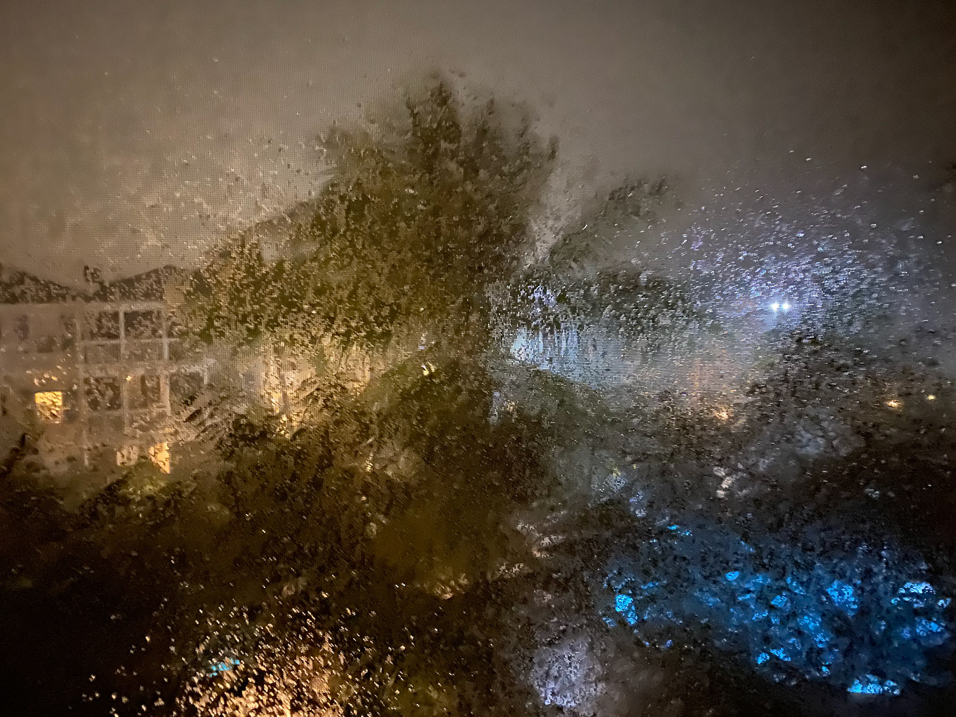 Storm through the balcony screen