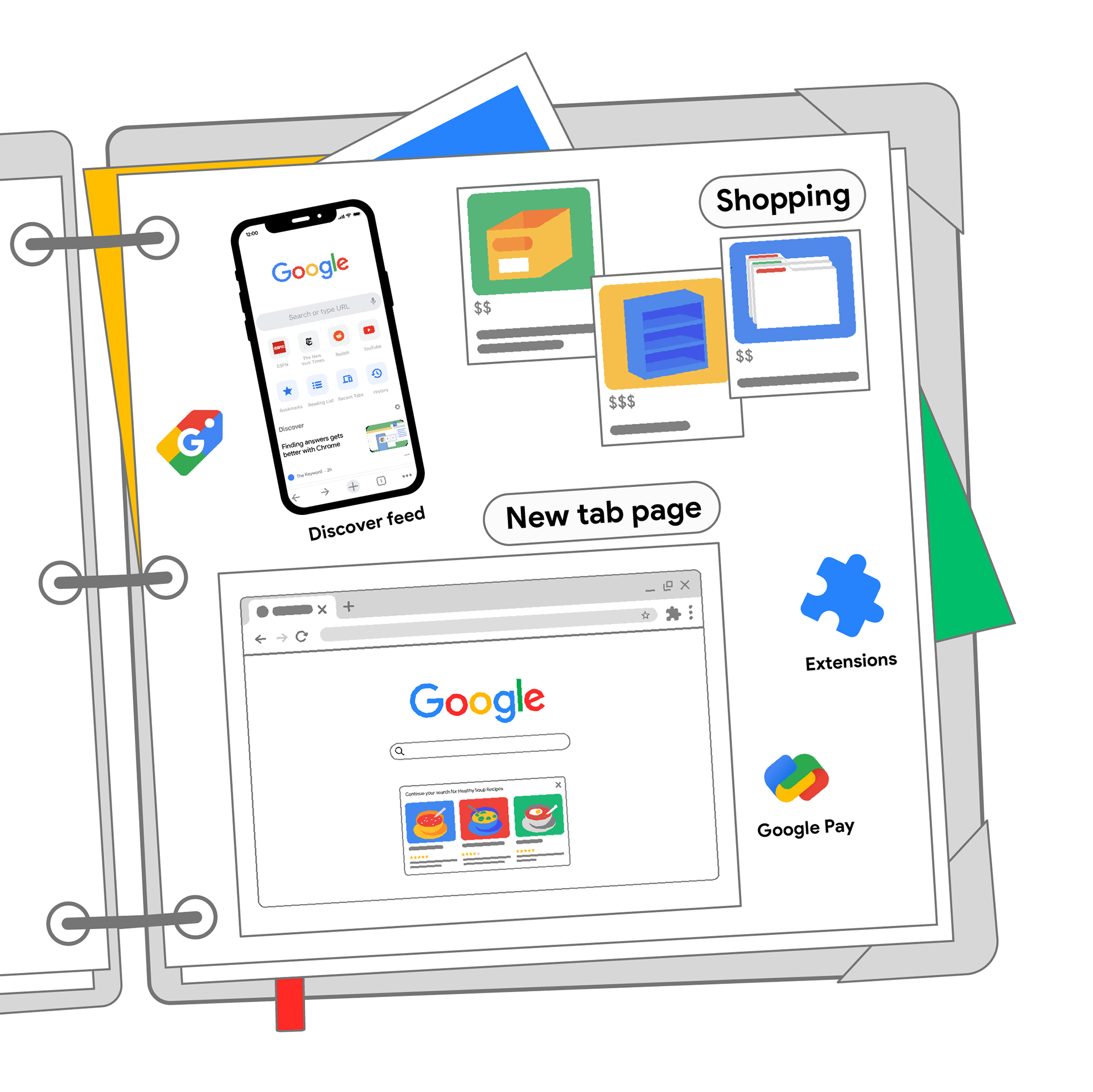 Second frame of storyboard featuring Chrome's safety check, safe browsing and other features.