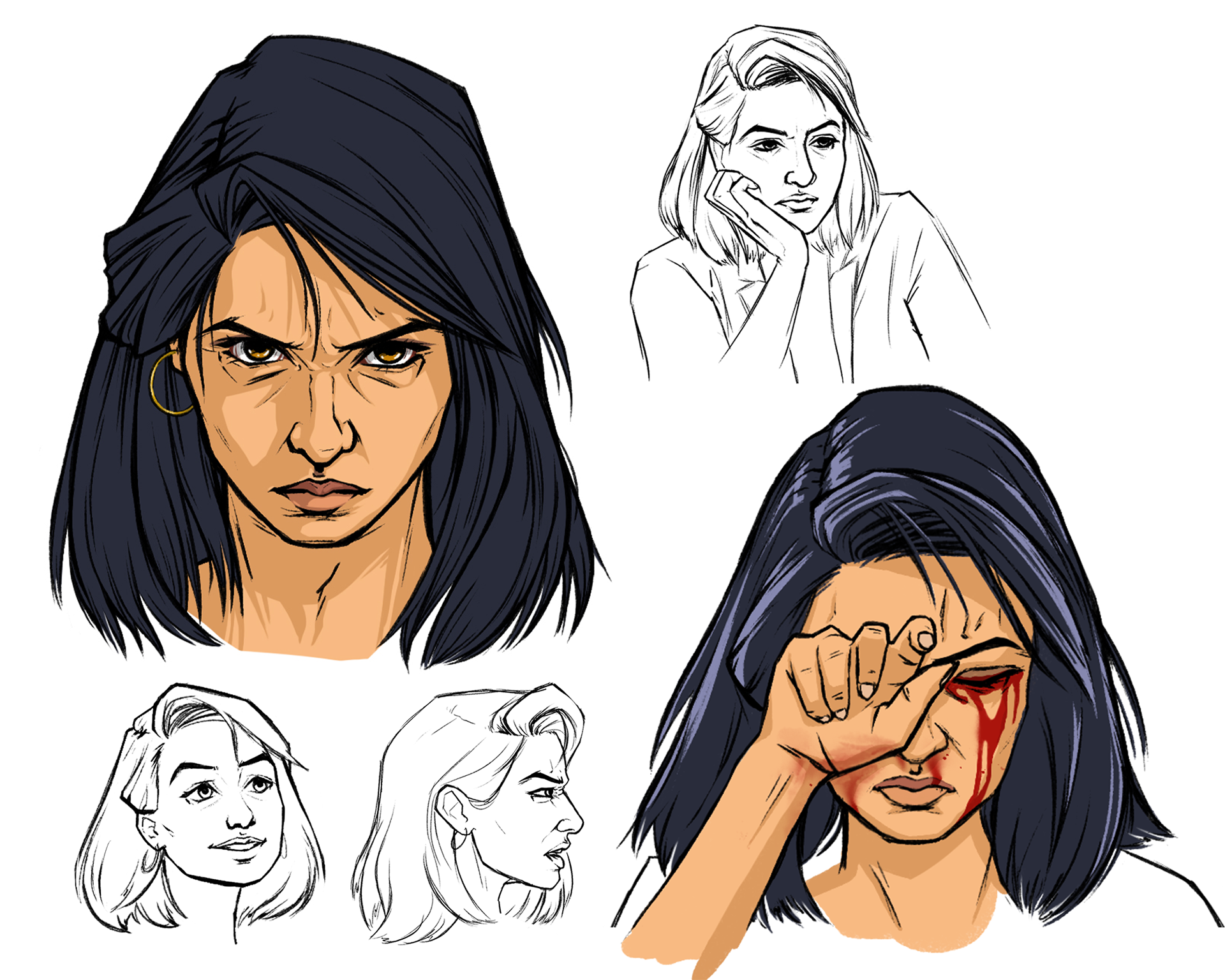 'Alexandra' Character Expressions | Broken Pieces