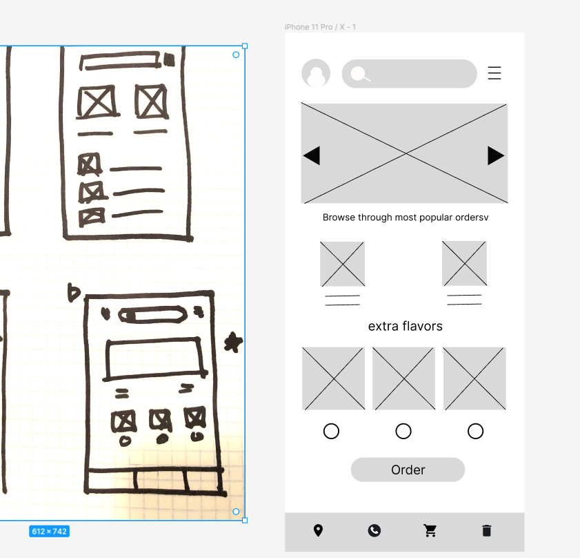 low fidelity mock up