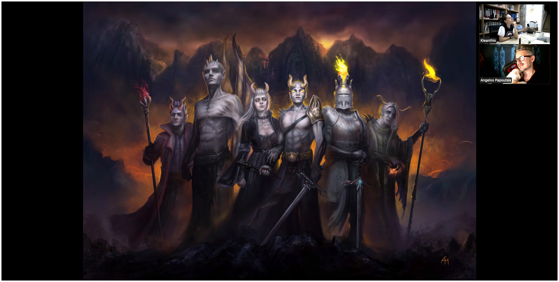 Guest artist Aggelos Papoutsis, presenting his artwork to students, 2026