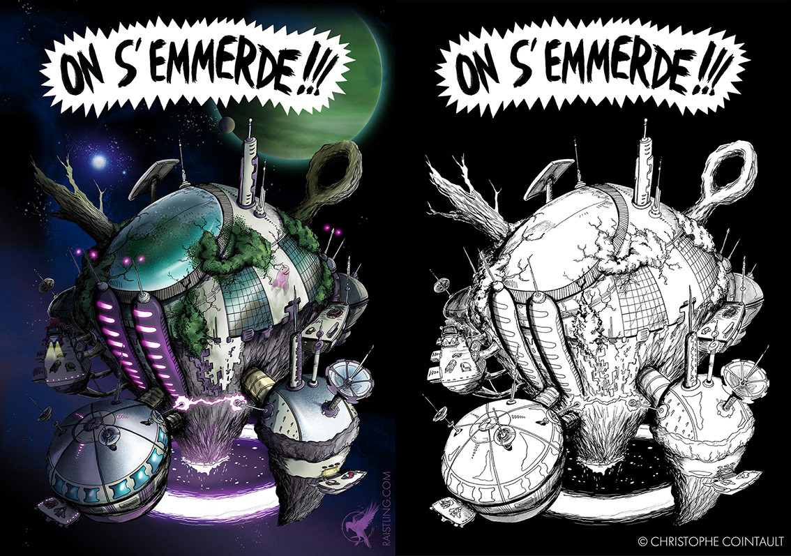 1st COLORING BD: Test colorization done on a drawing of Christophe Cointault for a project BD. (2011)