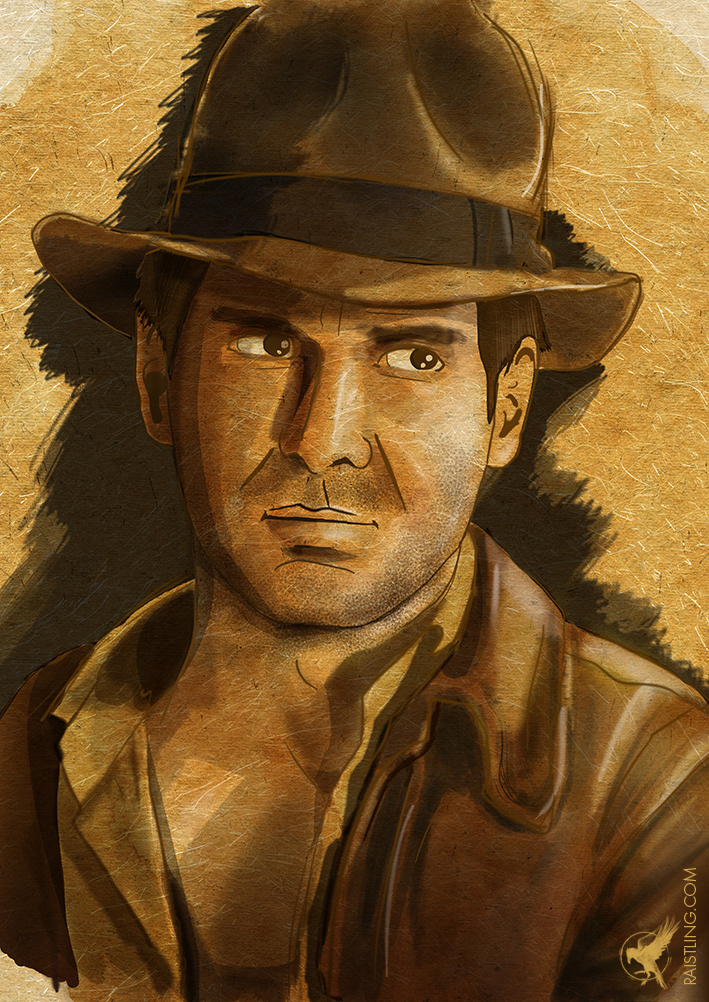 Indiana Jones portrait: Creation of an illustration on the theme "Indiana Jones", for the Café Salé forum (2013) - Technique: Speed painting