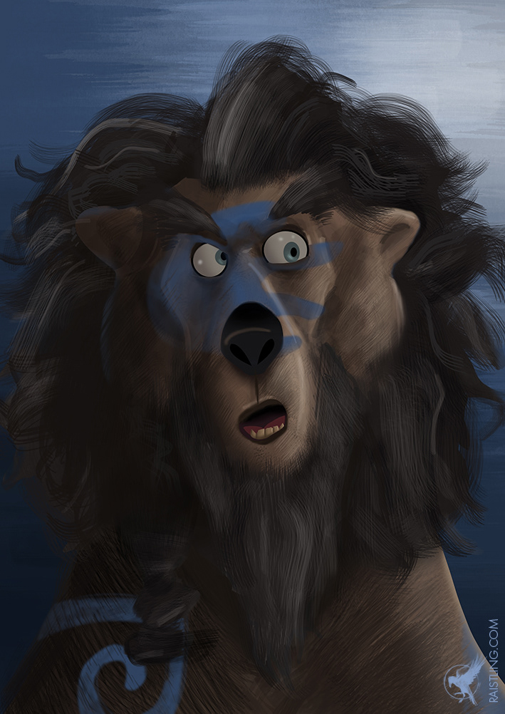 Lord Macintosh Bear:  Creation of an illustration on the theme "Pixar", for the Café Salé forum (2013). I imagined the character of "Lord Macintosh" (Brave cartoon) in bear version - Technique: Speed painting