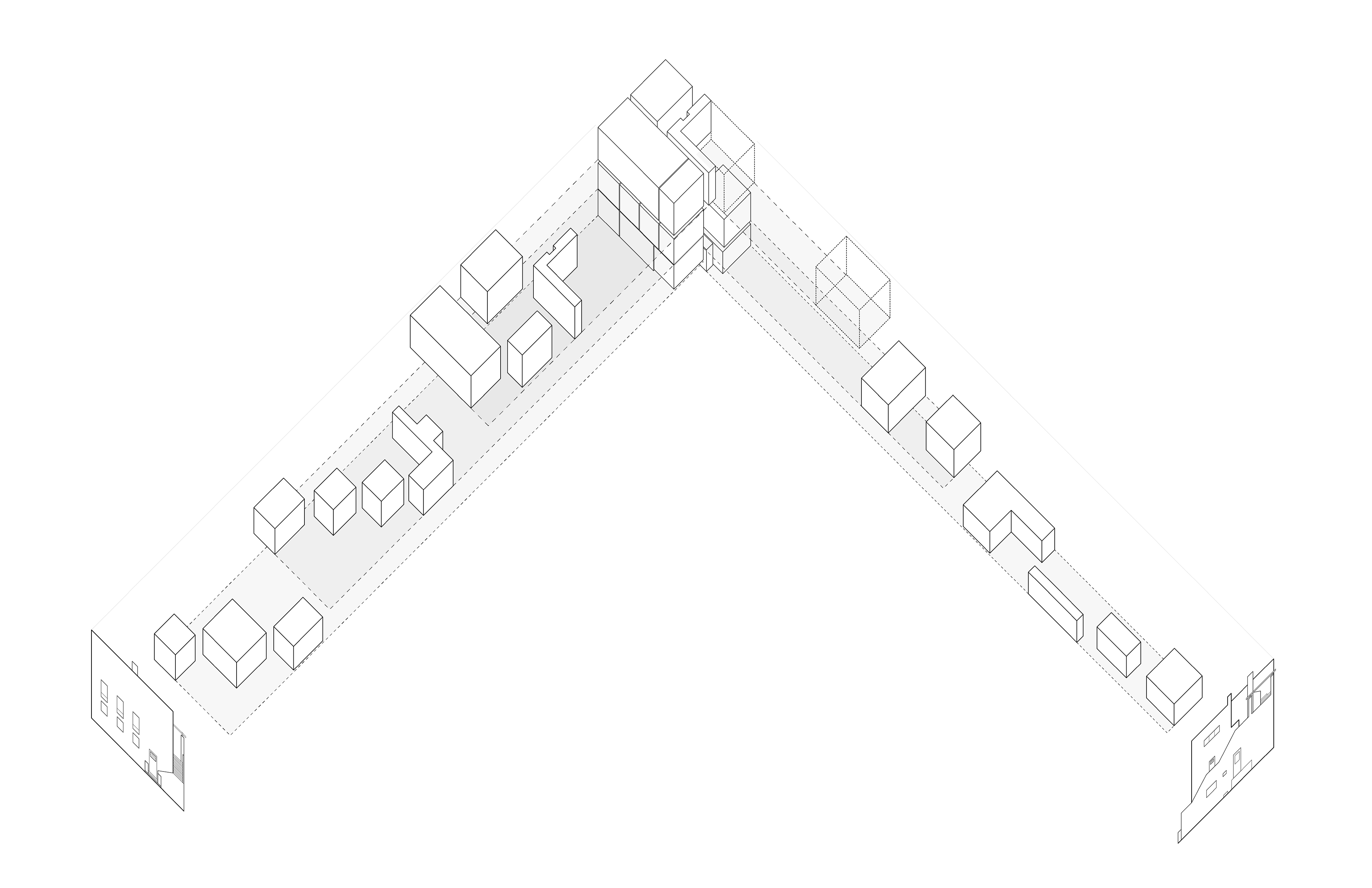 “My architecture is not conceived in plans, but in spaces. I do not design floor plans, facades, sections. I design spaces. For me, there is no ground floor, first floor etc.... For me, there is only contiguous, continual spaces, rooms, anterooms, terraces etc. Stories merge and spaces relate to each other. Every space requires a different height: the dining room is surely higher than the pantry, thus the ceilings are set at different levels. To join these spaces in such a way that the rise and fall are not only unobservable but also practical, in this I see what is for others the great secret, although for me a great matter of course.” - Adolf Loos Loos is quoted as saying that his architecture is not conceived as plans but in spaces, or cubes. Hence, raum-plan, space-plan. What I have done is visualized Villa Moissi as such. What appears to be a three-storey villa in plan is shown as an agglomeration of “spaces” exploded along six different-height planes.