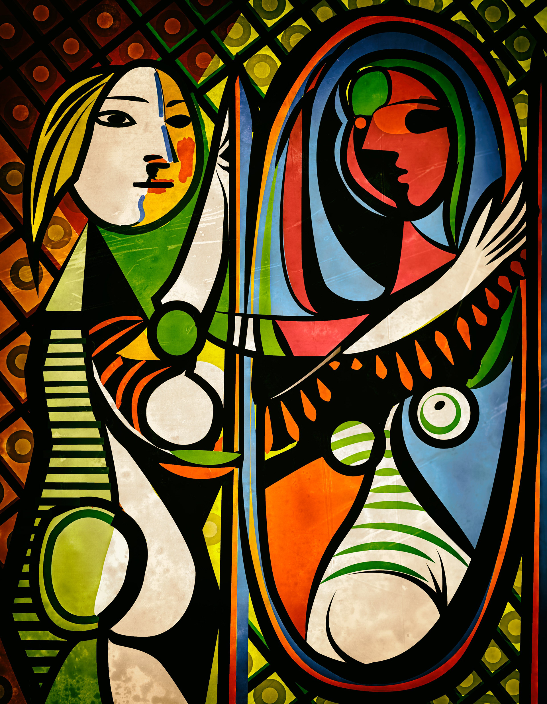 Illustrator + Photoshop | "Girl Before A Mirror" by Pablo Picasso Complete Recreation