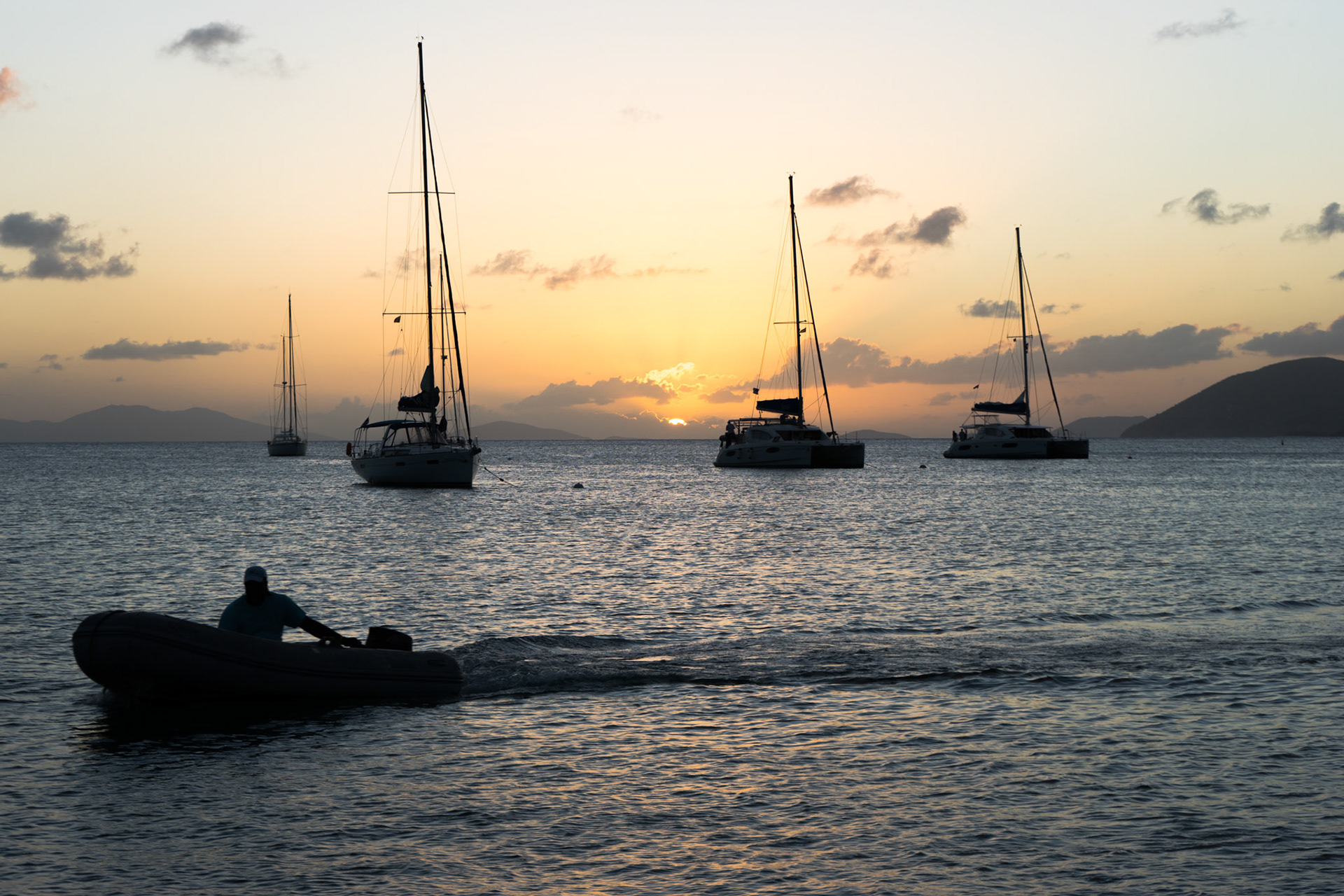 Sunset, anchorage in the BVI