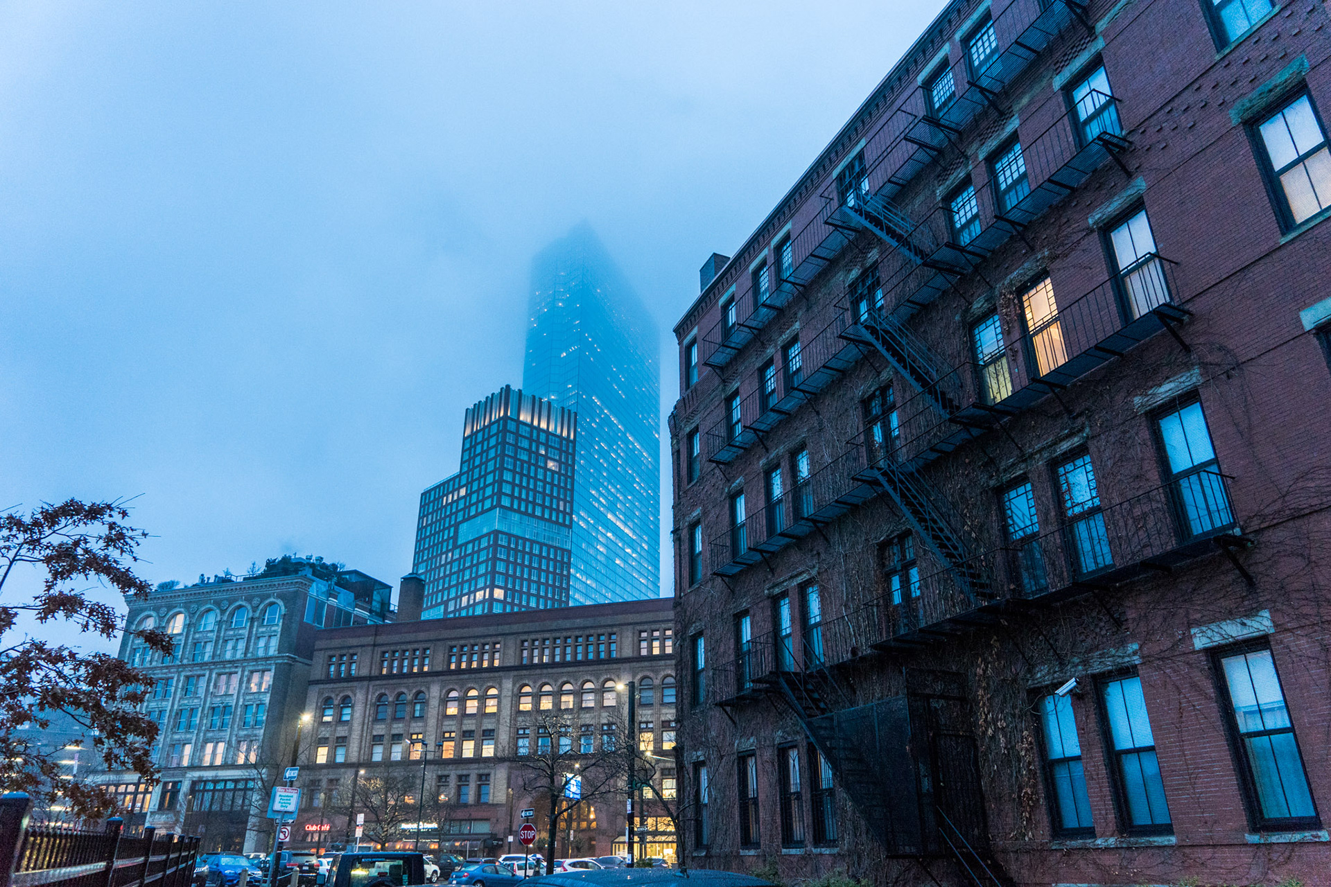 A rainy day in Boston's back bay