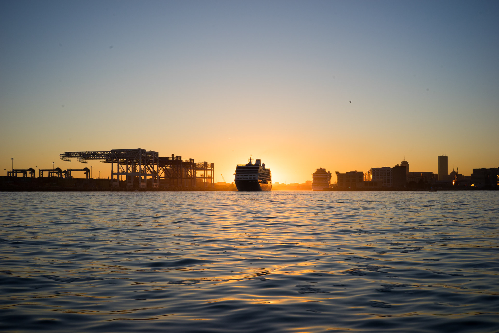 Cruise ship departing Boston Harbor
