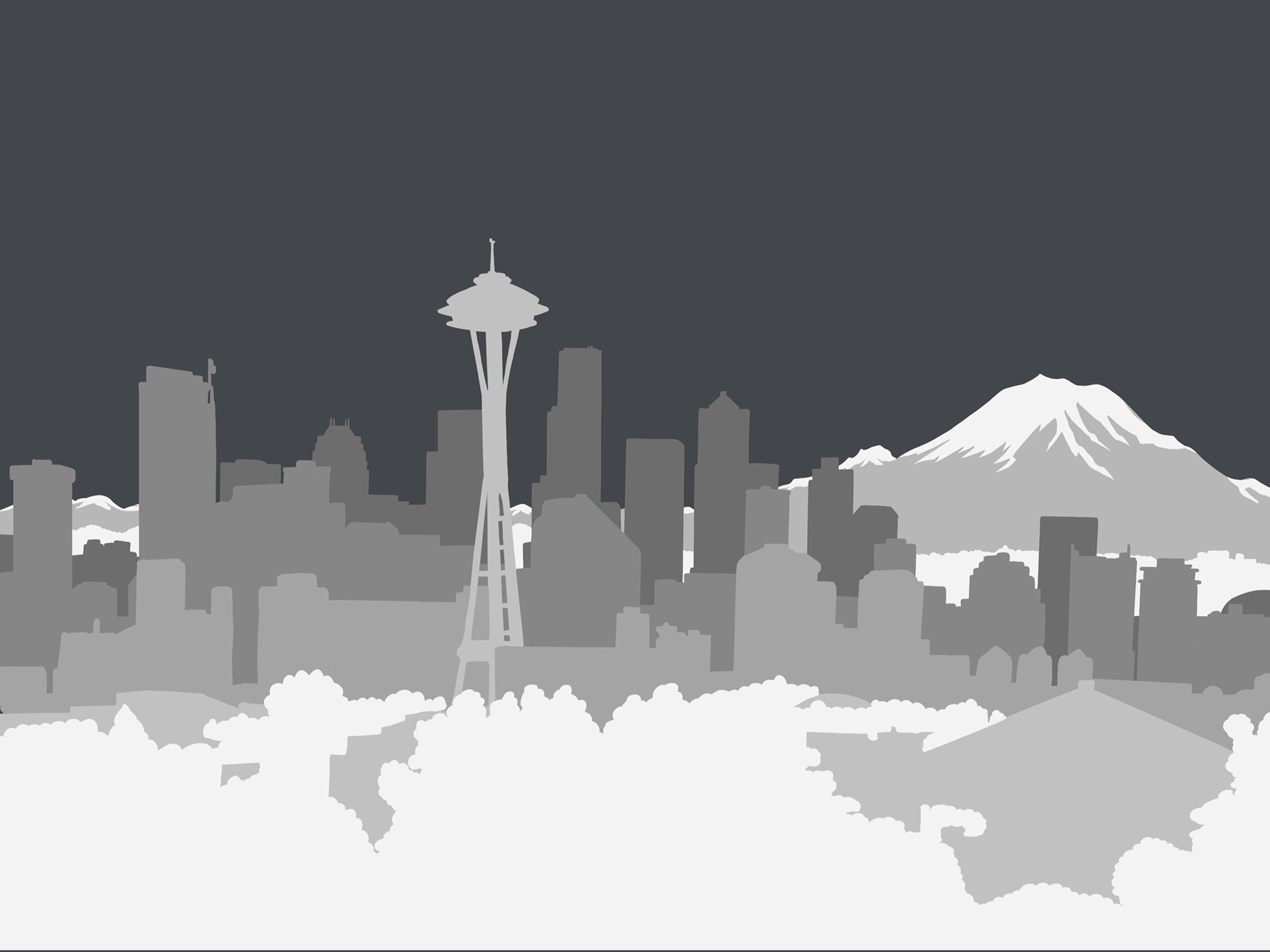 Cartoon Cityscape of Seattle, Washington