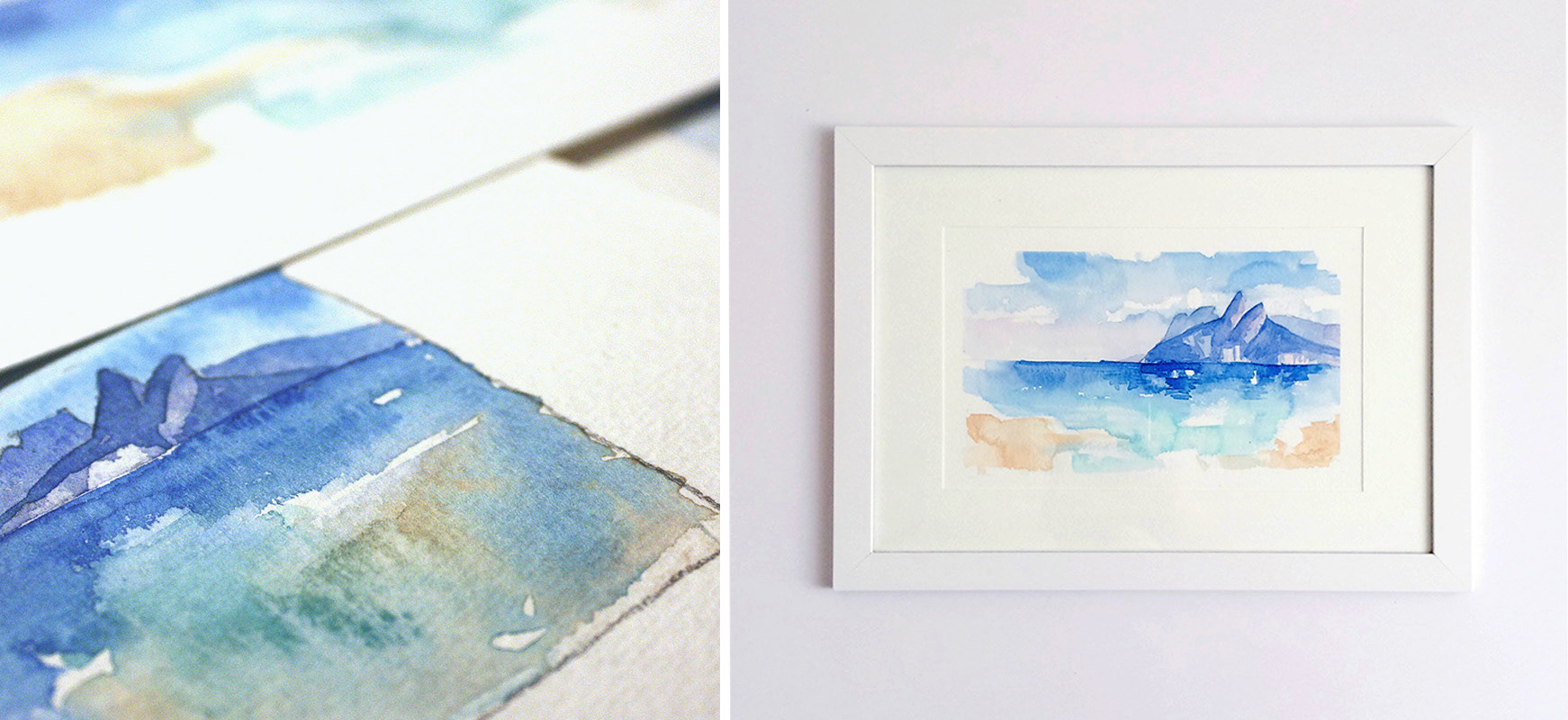 rio de janeiro, aquarela, dois irmãos, ipanema, leblon, fineart