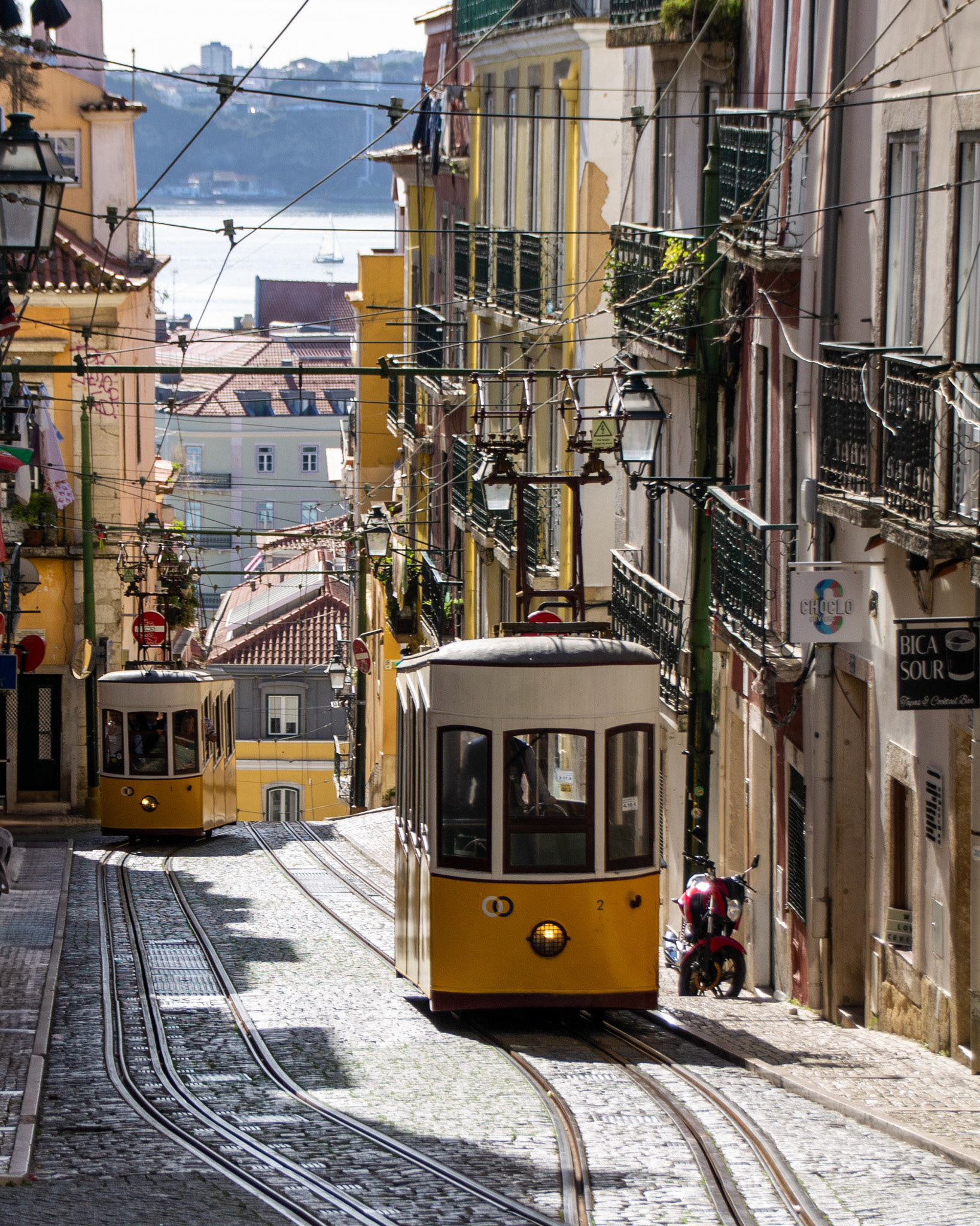 Trolleys climbing the hills of Lisbon