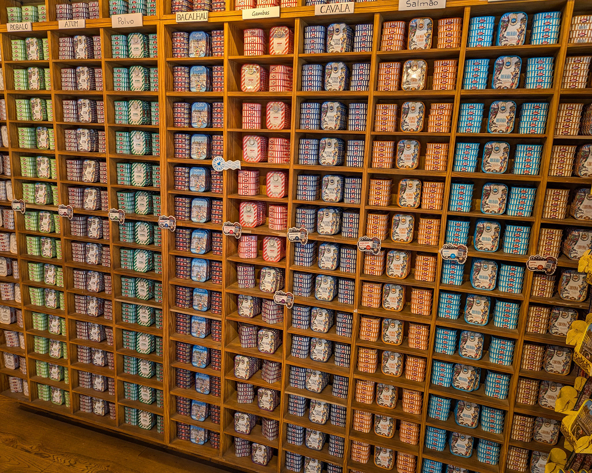 Shelves in the sardine shop
