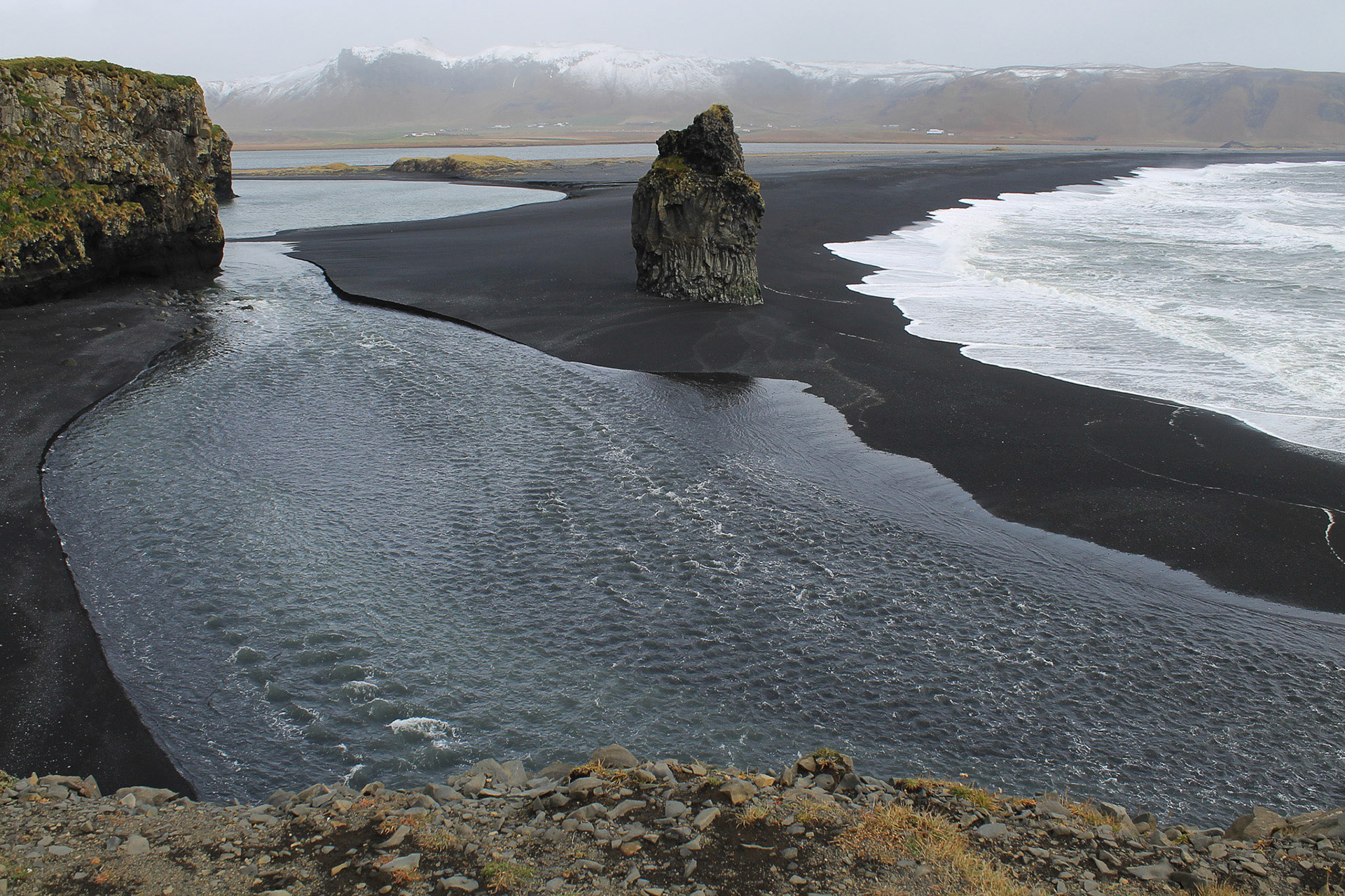 Volcanic sand beach