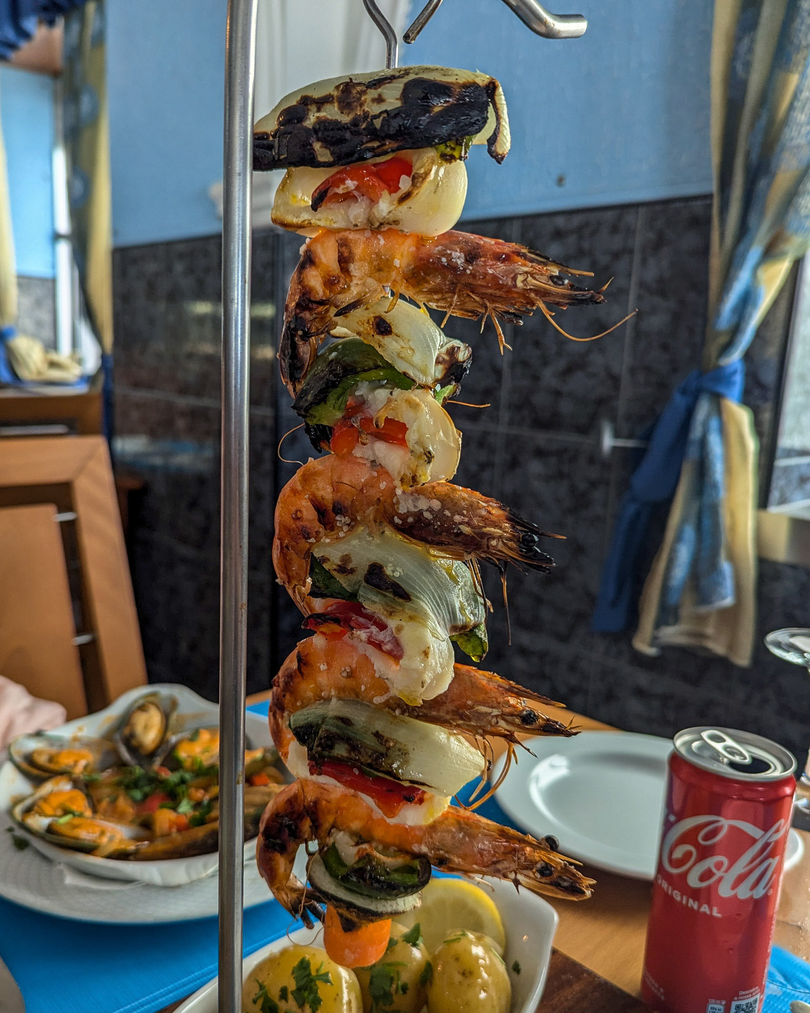 Shrimp skewer in Nazare