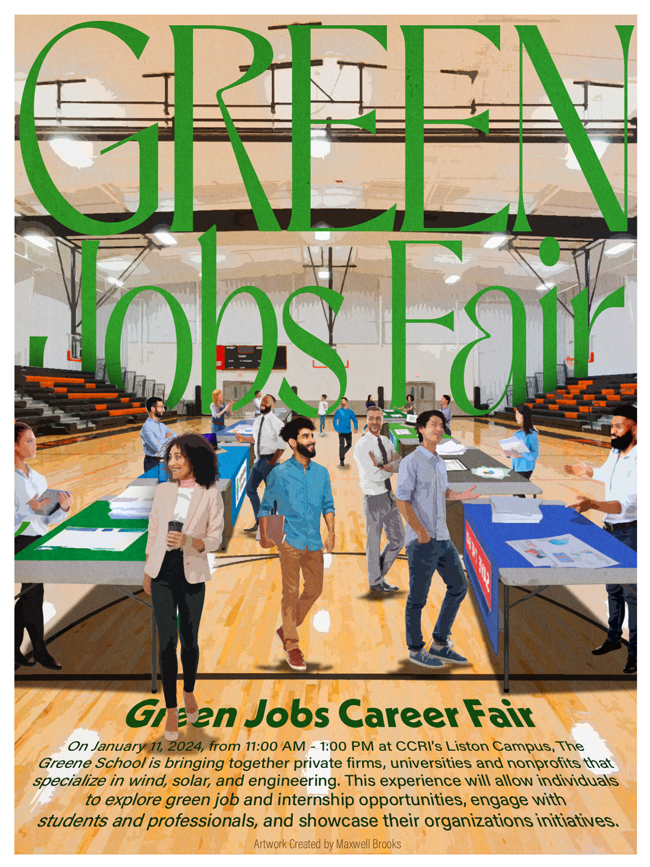 This poster was designed for the Green Jobs Fair organized by The Greene School at CCRI in Rhode Island