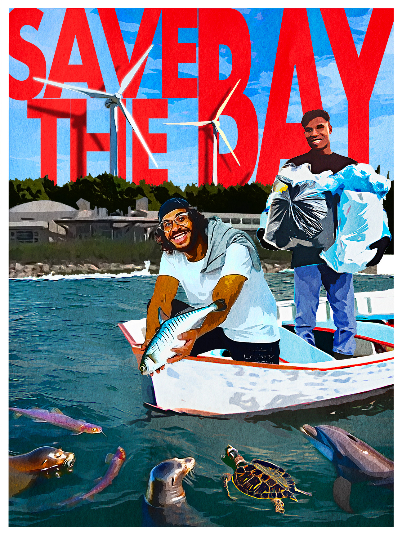 This poster designed to promote the organization Save the Bay