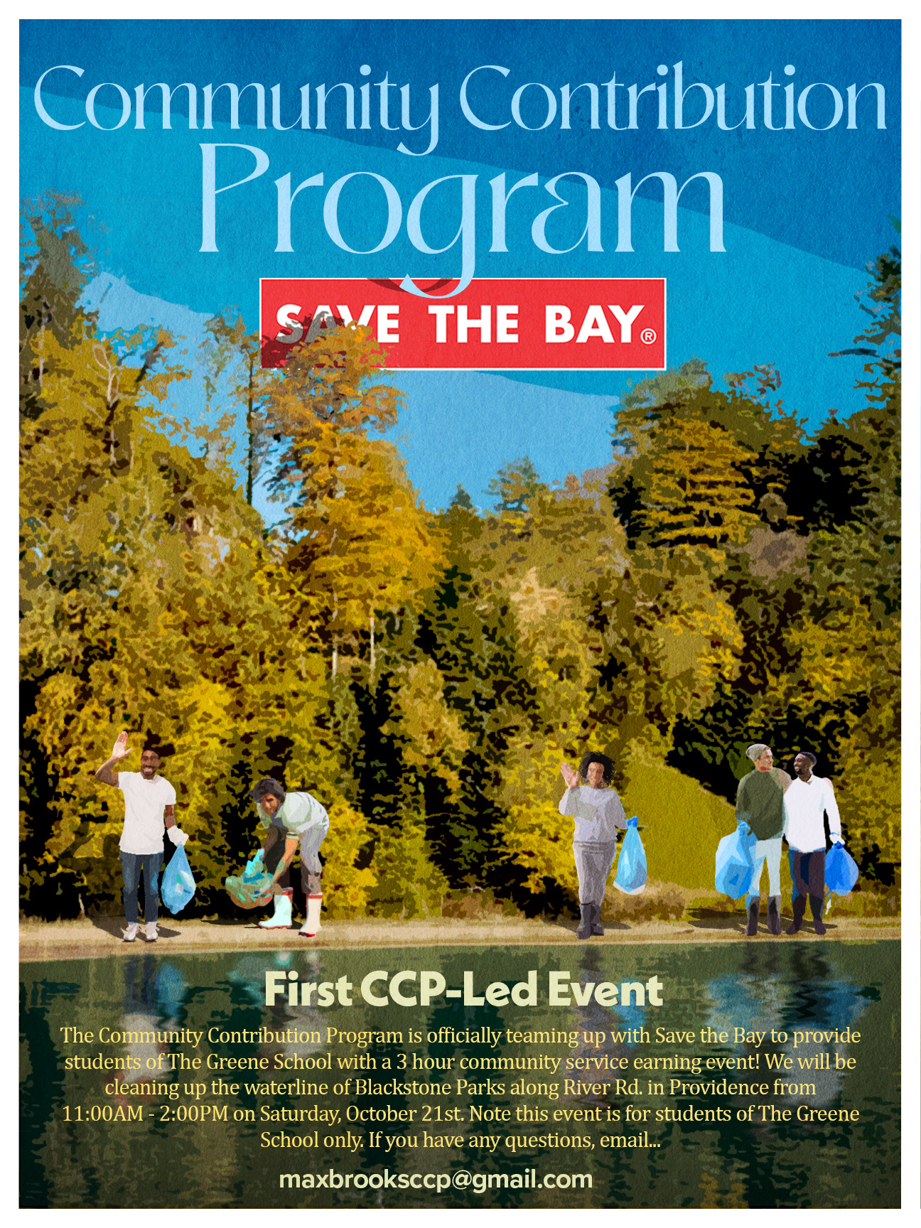 This was a poster designed to promote a beach side cleanup I organized in collaboration with Save the Bay