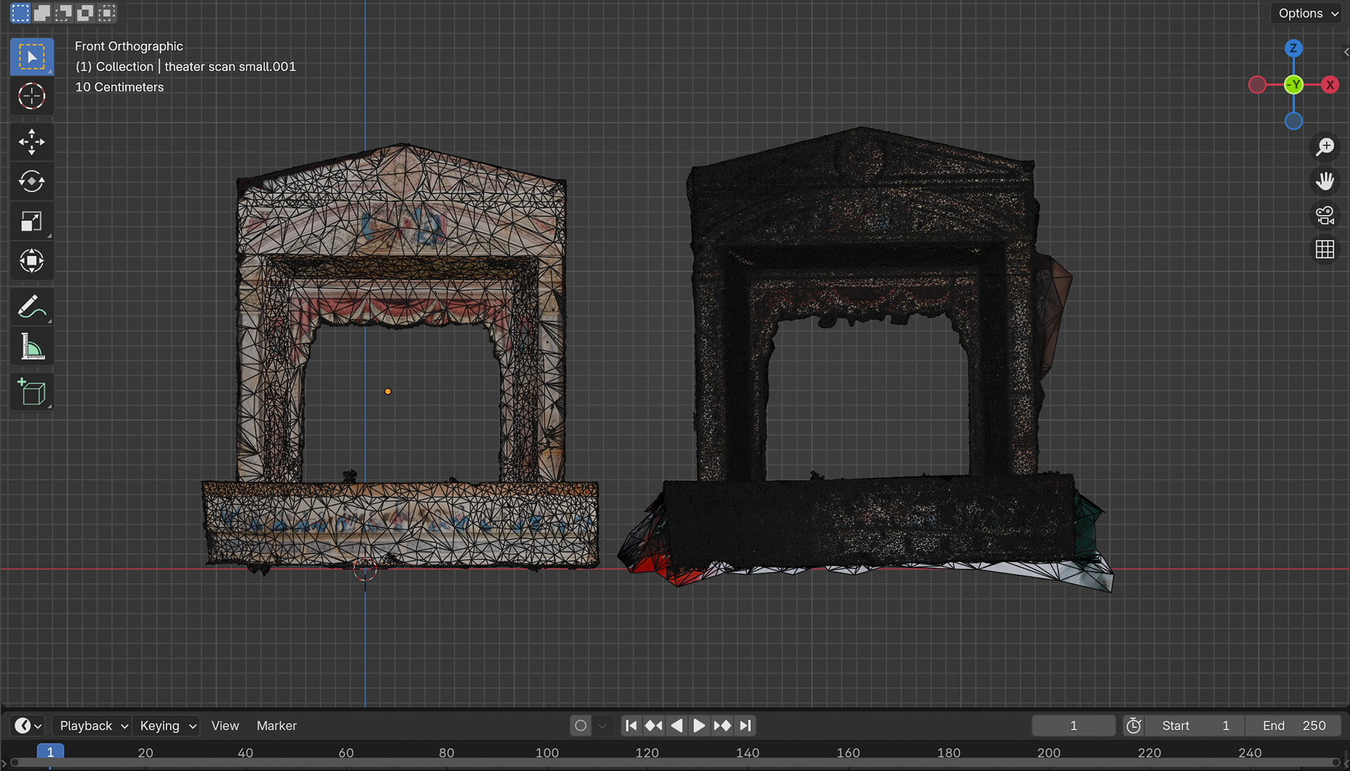 Unedited and Low Poly Mesh