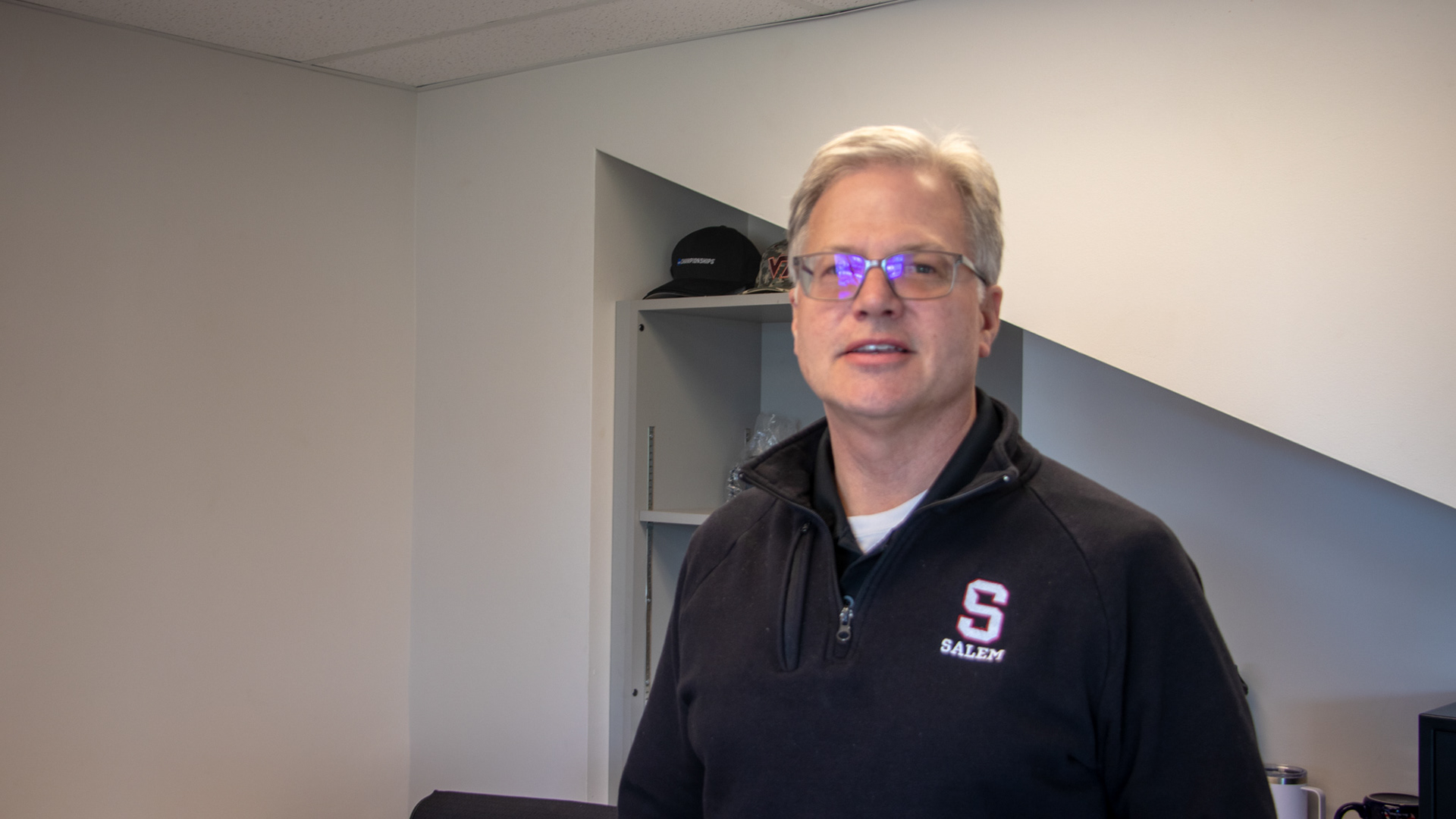 SALEM, Va., March 1, 2025 — Jim Farmer: Jim Farmer, the Moyer Sports Complex’s recreation program supervisor, stands in his office. Photo: Sam Mostow