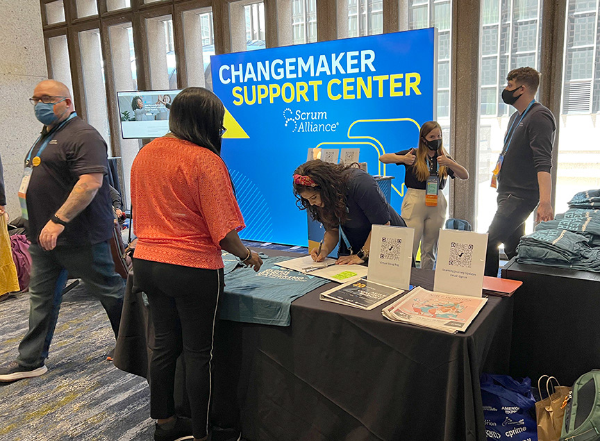 welcome booth being used!