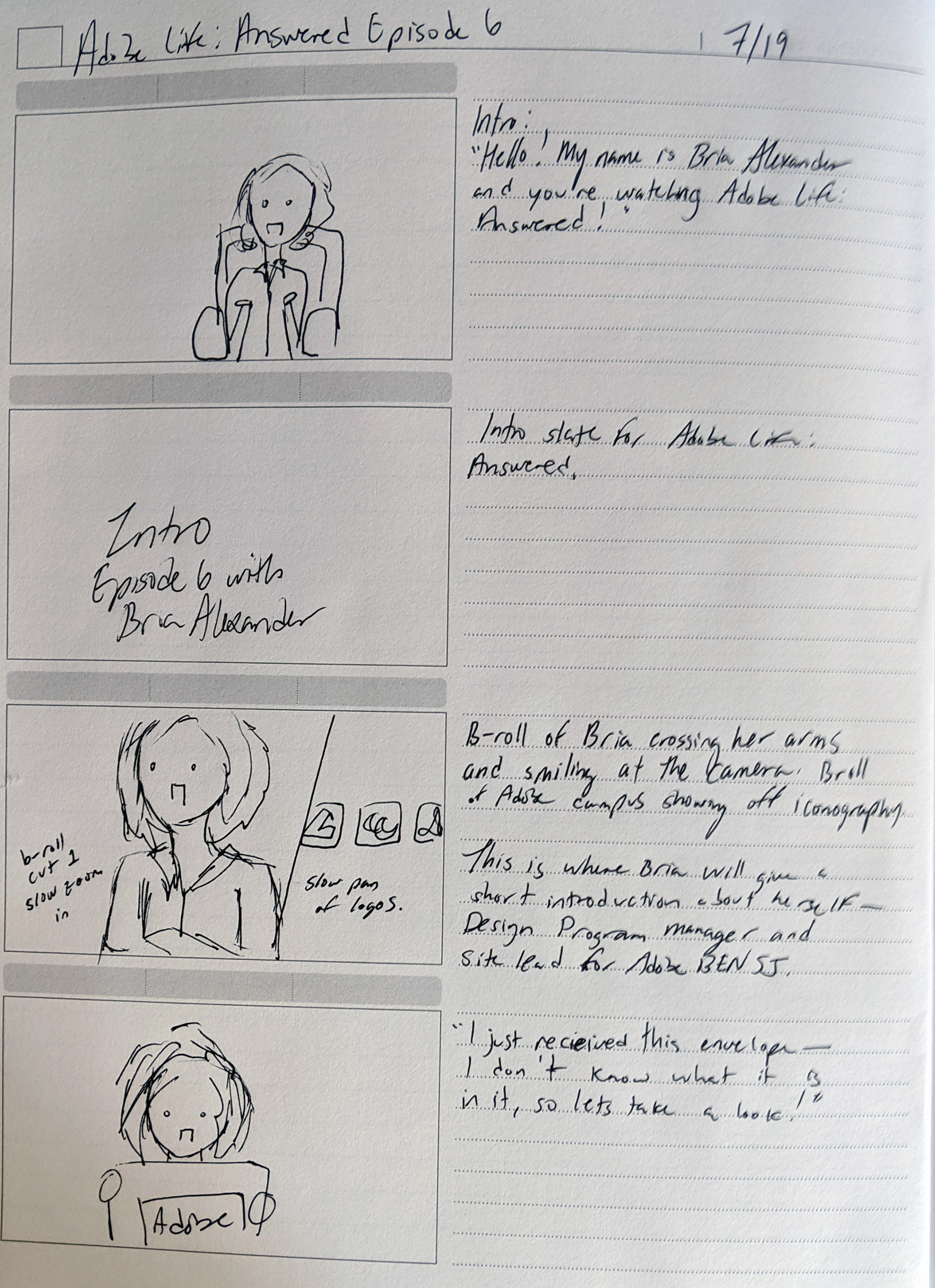 Storyboard Page 1 - "ALA with Bria Alexander"