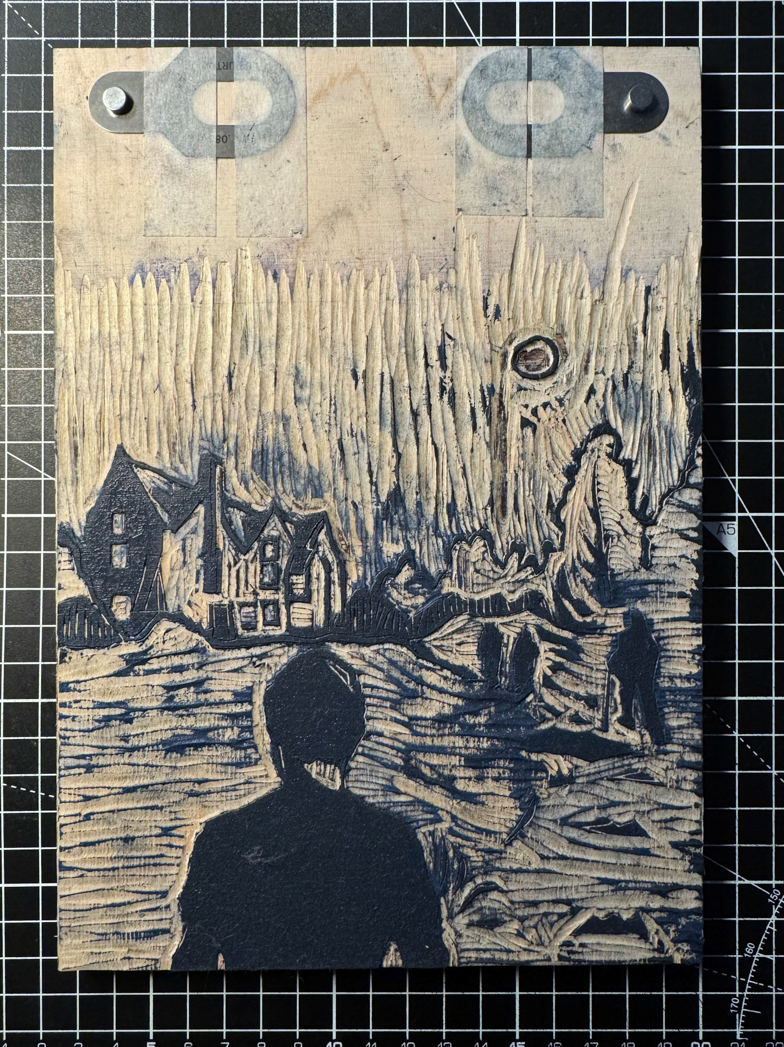 Woodcut block, The Choice, 2025