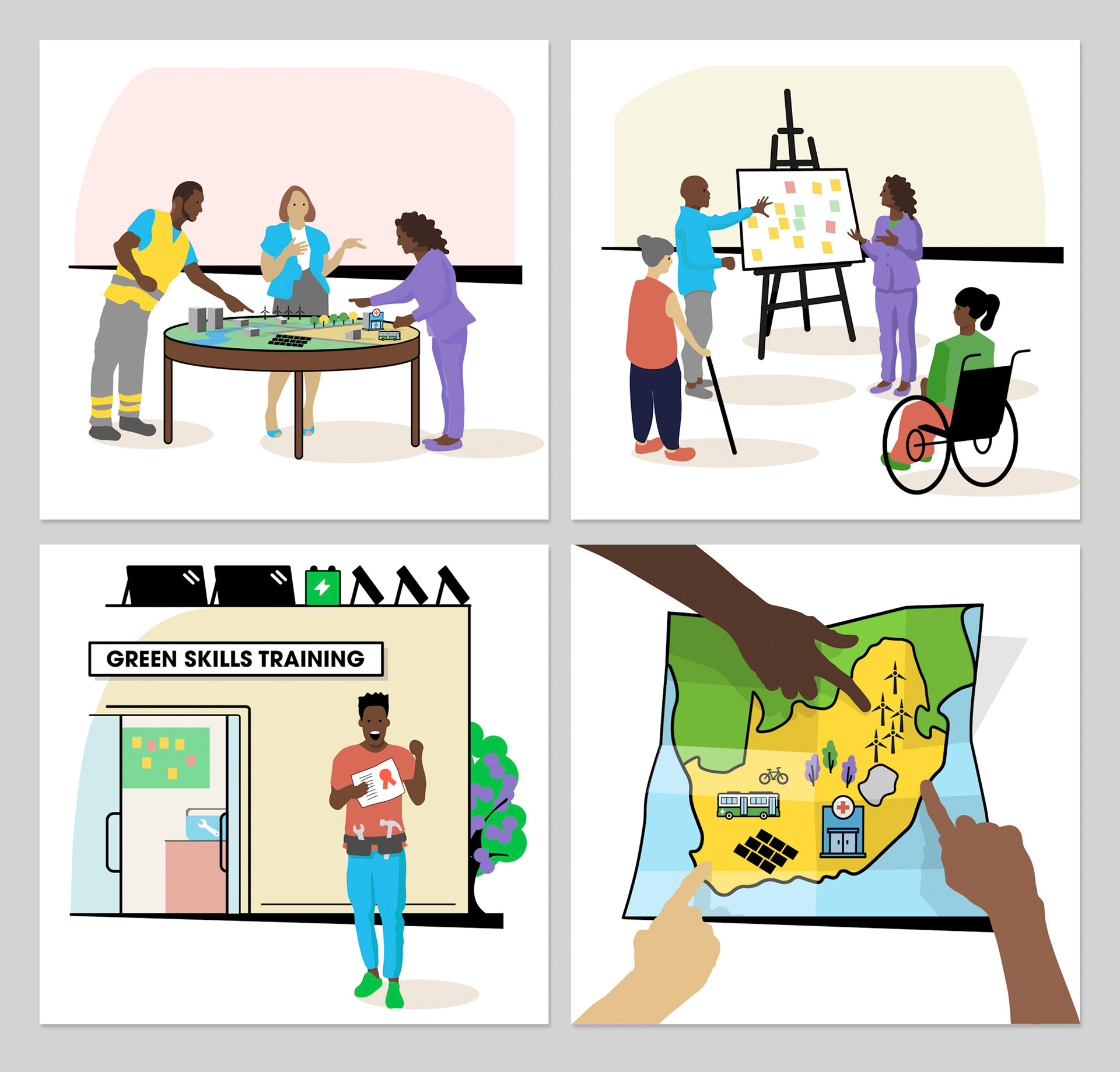 Spot illustrations, final, South African Cities Dialogue, C40 Cities, 2024