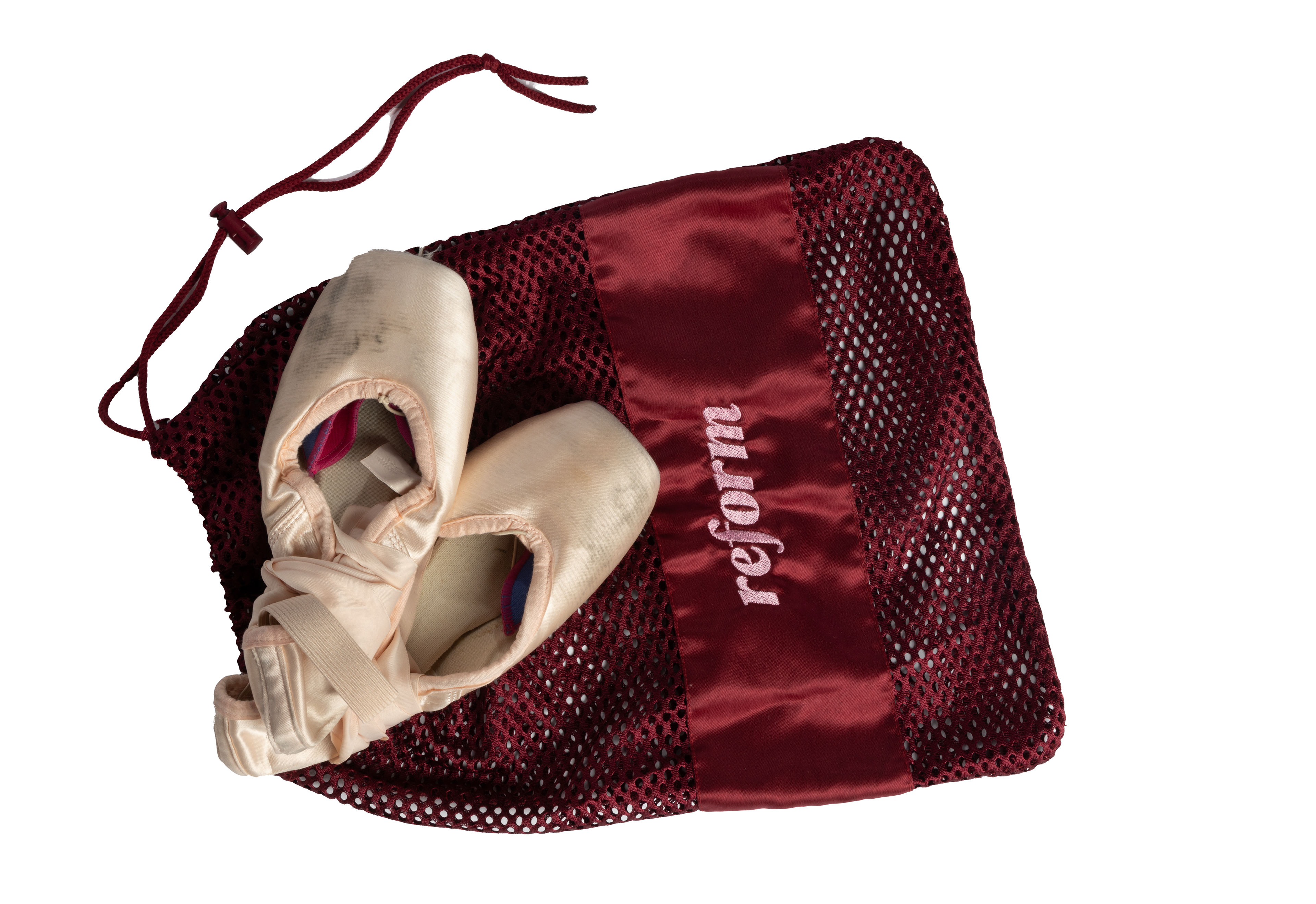 Embroidered Pointe Shoe Mesh Bag
