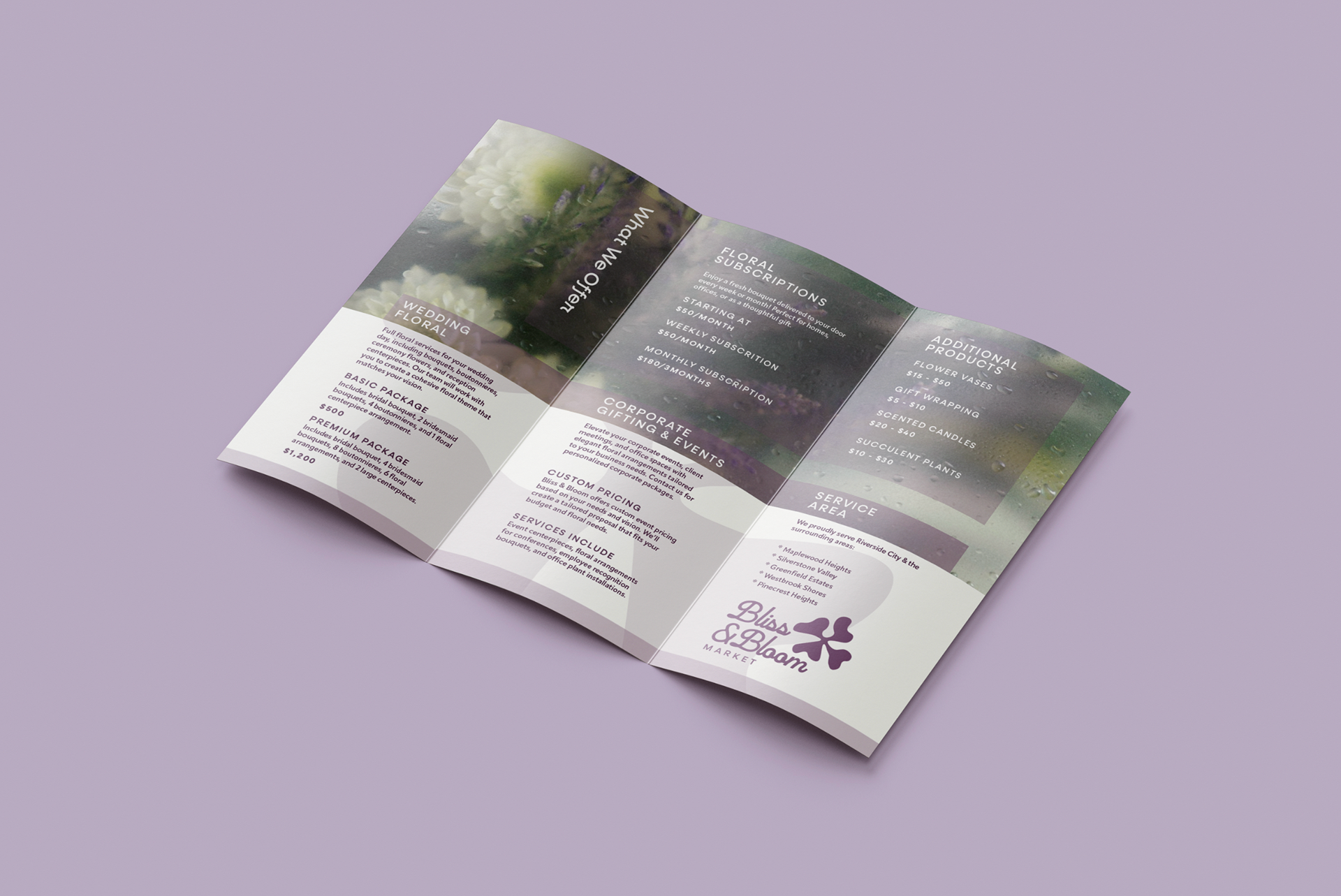 Inside of trim-fold brochure