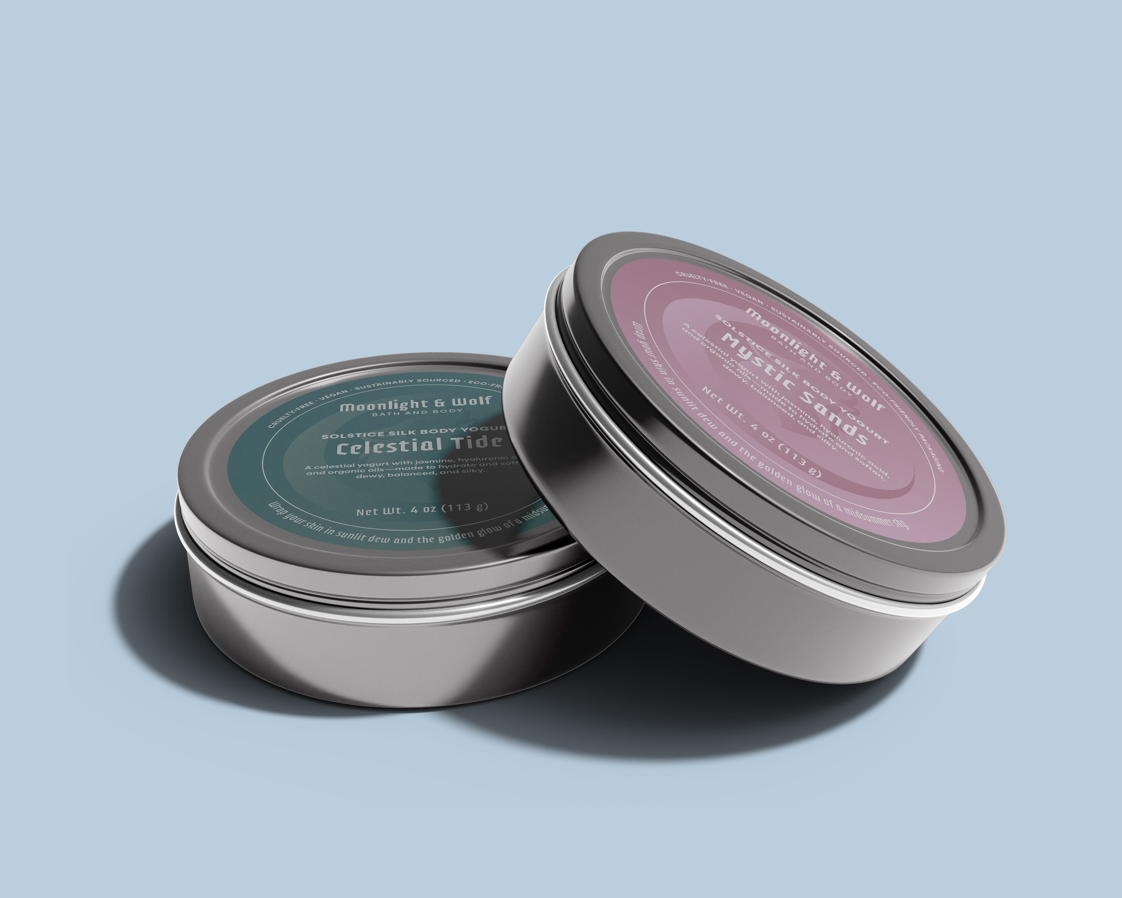 Body Butter Labels Celestial Tide and Mystic Sands