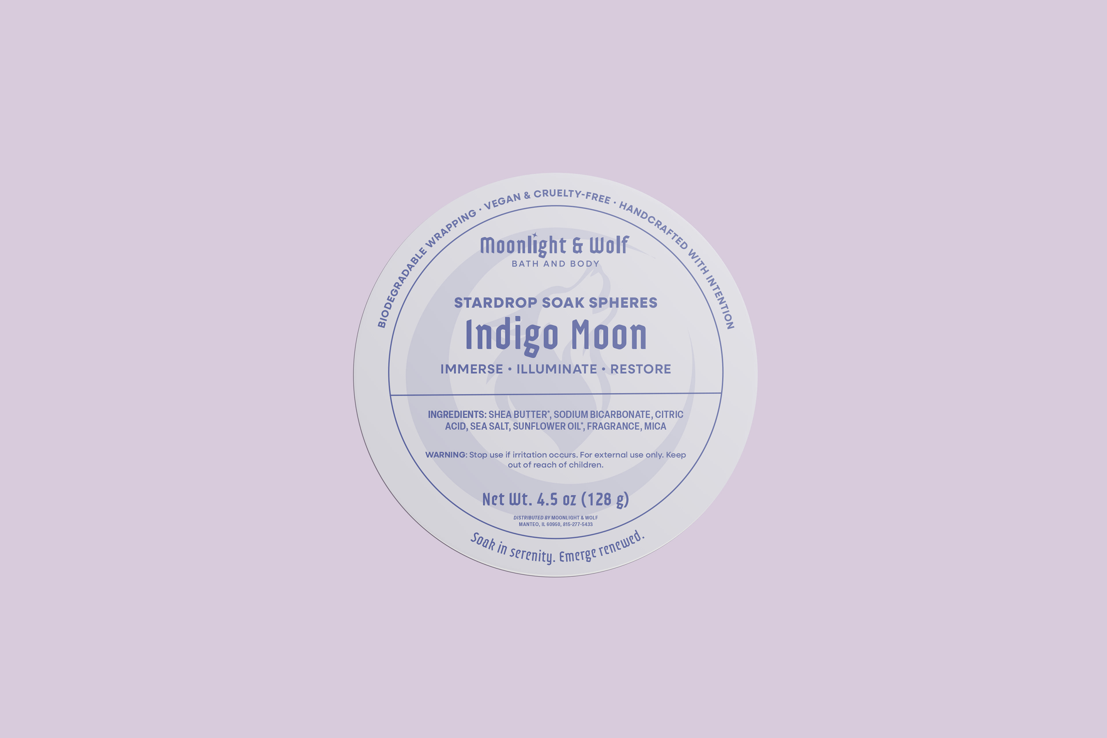 Bath Bomb Label Indigo Moon