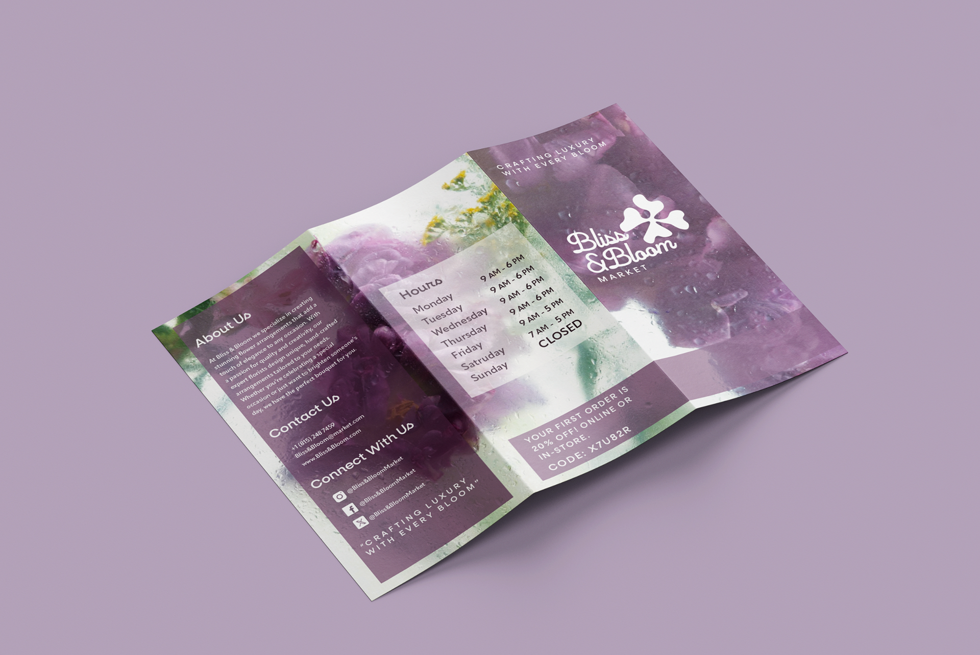 Back of tri-fold brochure