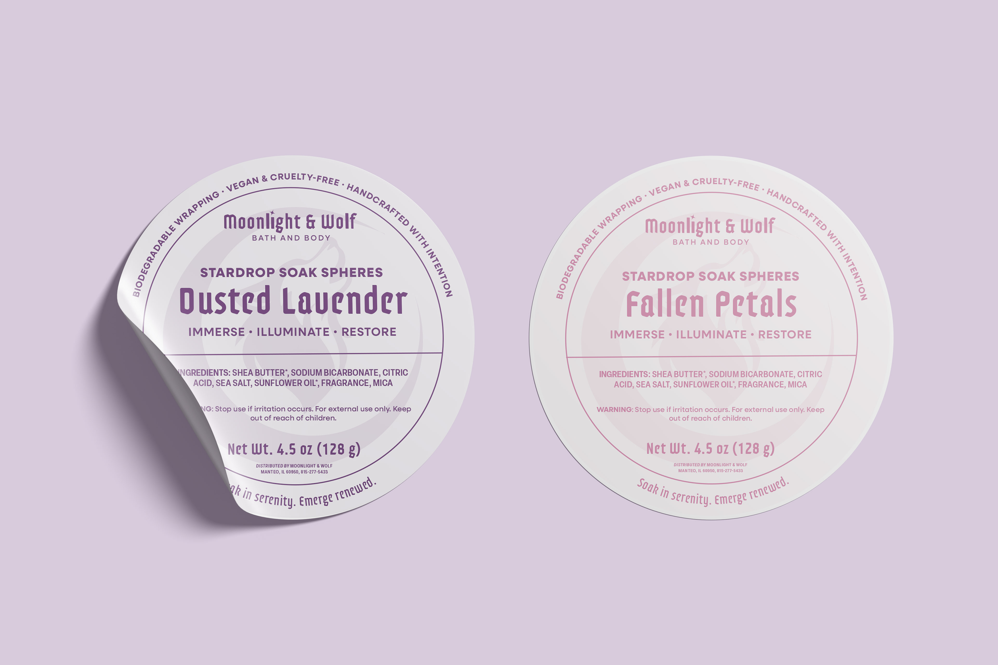 Bath Bomb Labels Dusted Lavender and Fallen Petals