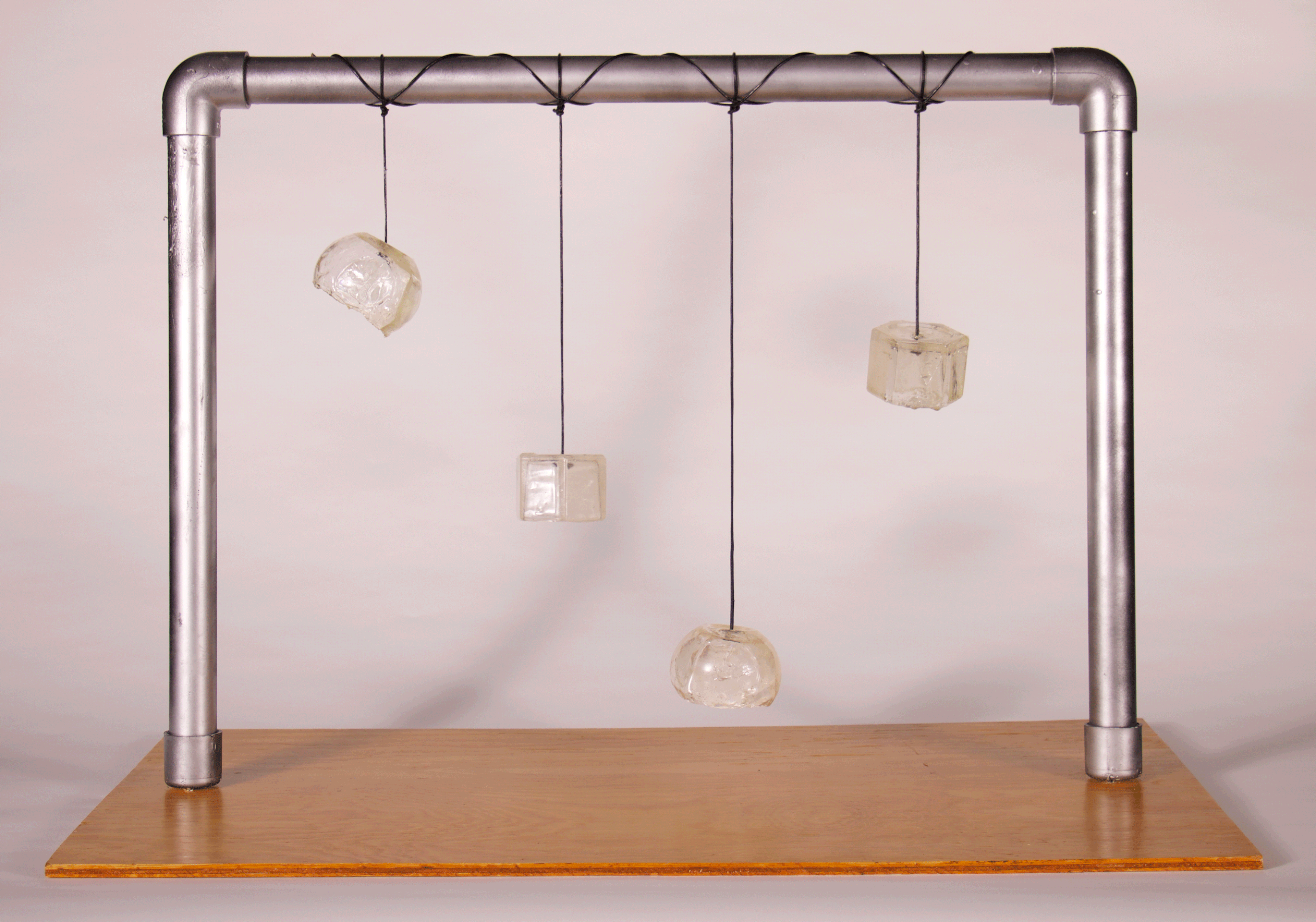 Imperfection (2020; PVC Pipe, spray paint, epoxy resin, leather, wood)