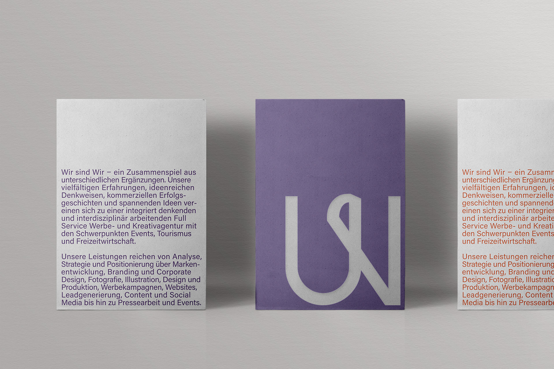 Sophisticated brand flyer for Agentur WIR, where structured information design meets persuasive copywriting to present a clear, accessible mission statement.