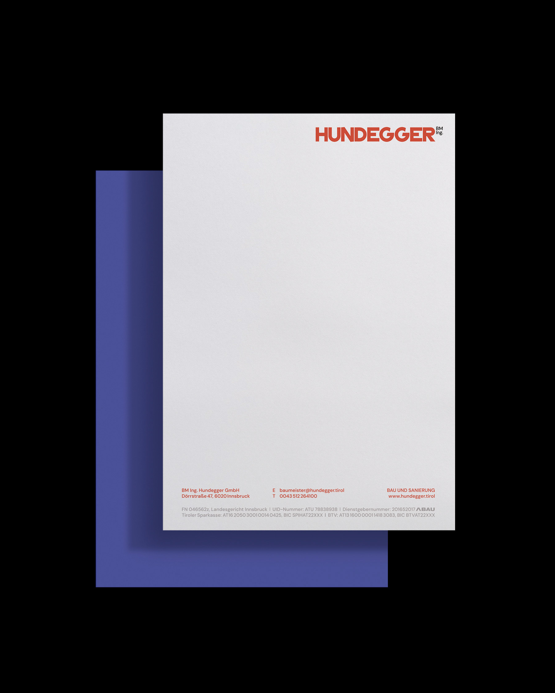 Baumeister Ing. Hundegger Innsbruck branding